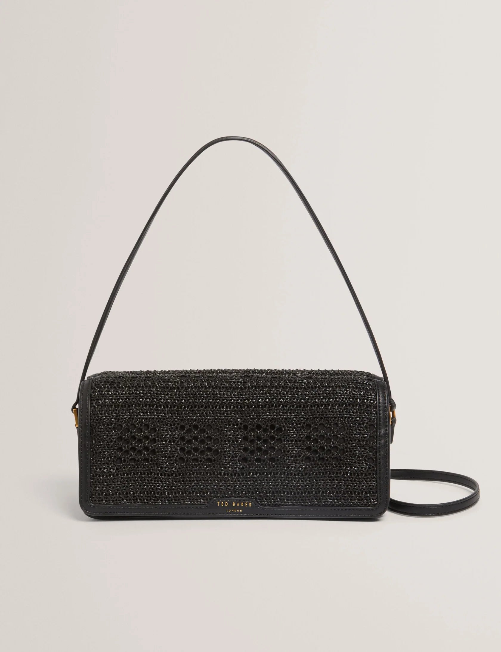 Ted Baker London - PETTRIA Raffia Panel Fold-Over Baguette Shoulder Bag