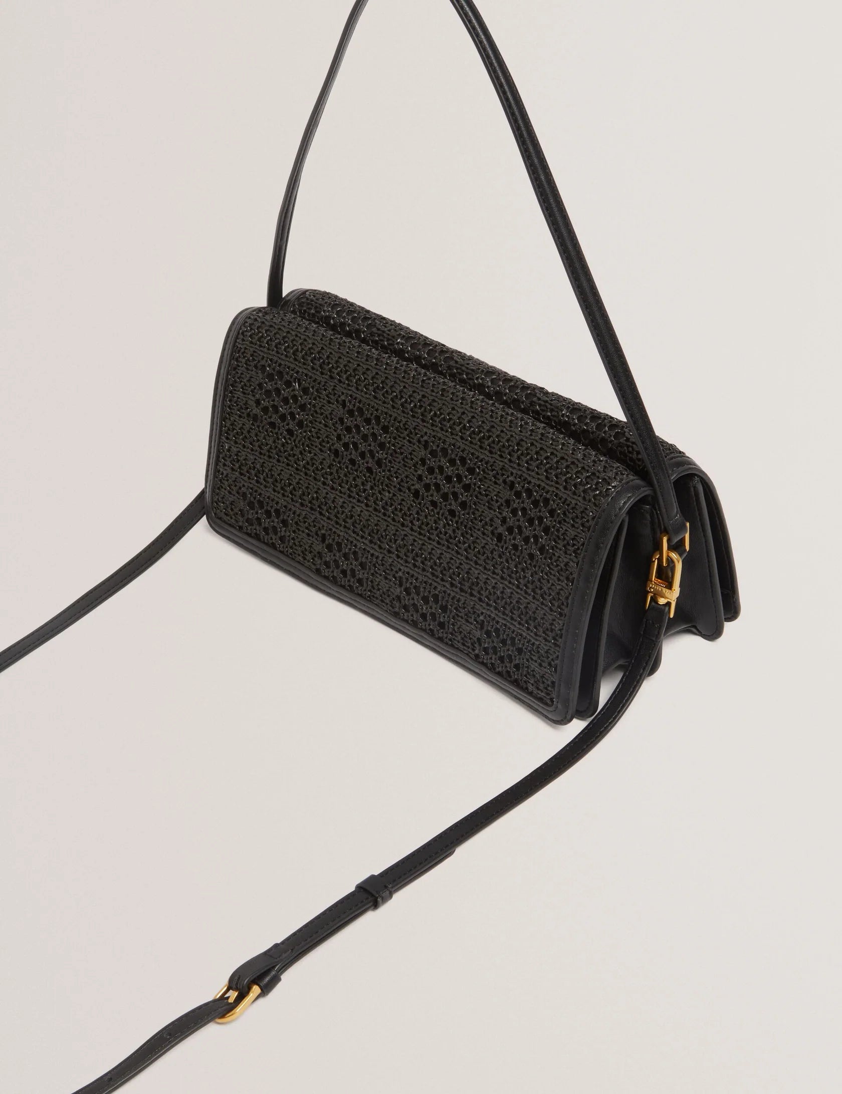 Ted Baker London - PETTRIA Raffia Panel Fold-Over Baguette Shoulder Bag