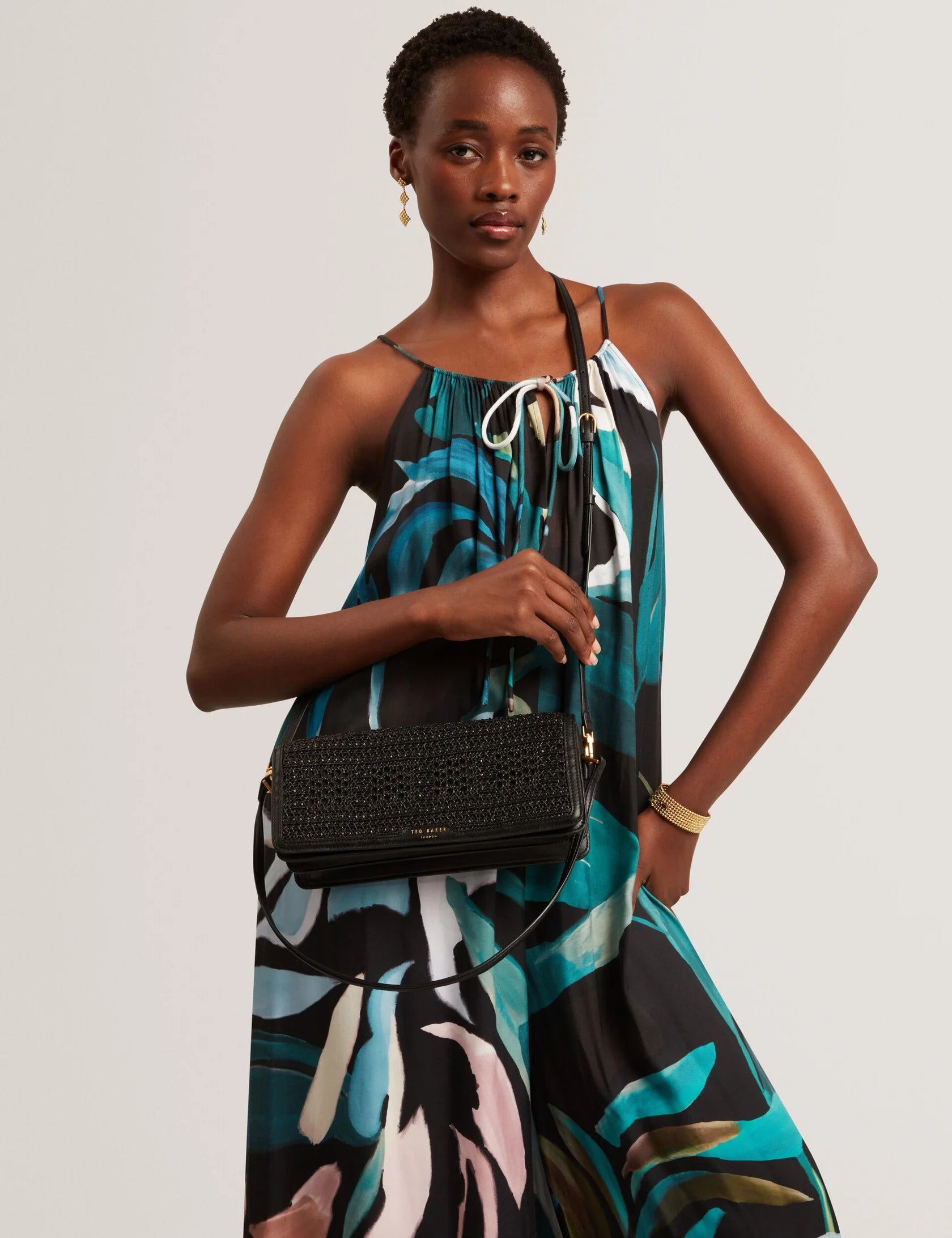 Ted Baker London - PETTRIA Raffia Panel Fold-Over Baguette Shoulder Bag
