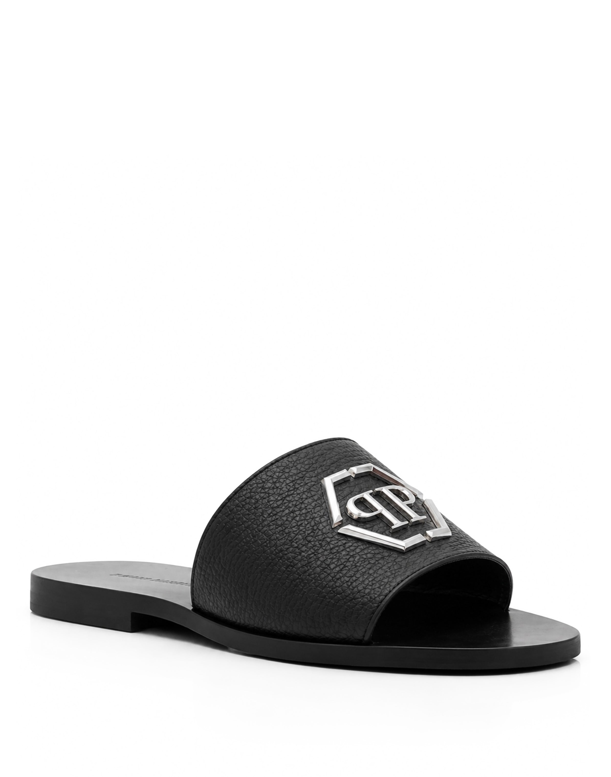 PHILIPP PLEIN - Leather Sandals Big Hexagon