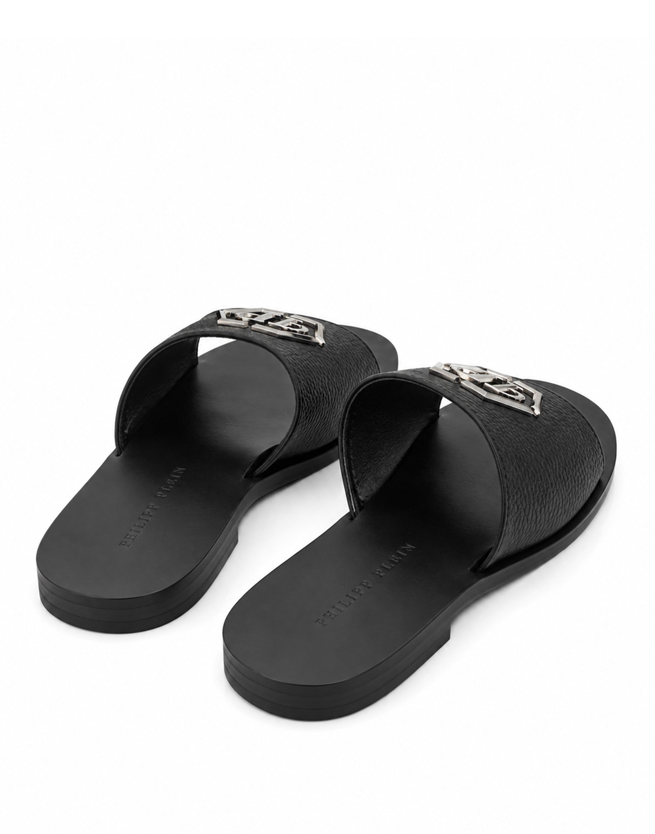 PHILIPP PLEIN - Leather Sandals Big Hexagon
