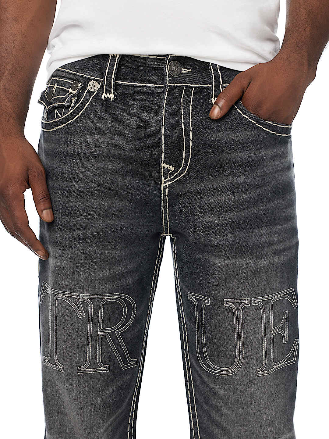 True Religion - Bobby Embossed Super T Flap Baggy Jean