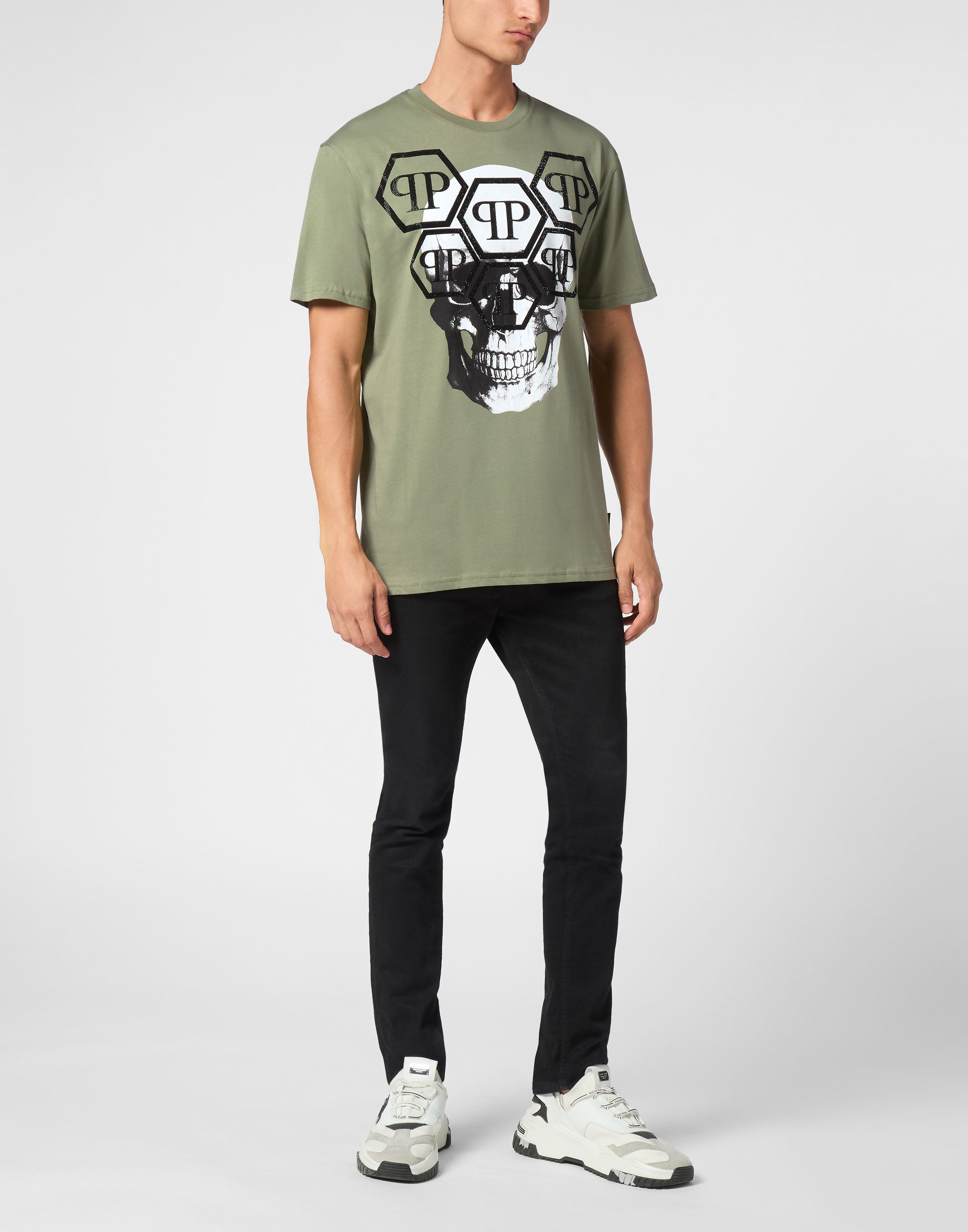 PHILIPP PLEIN - T-shirt Round Neck SS Stones Skull