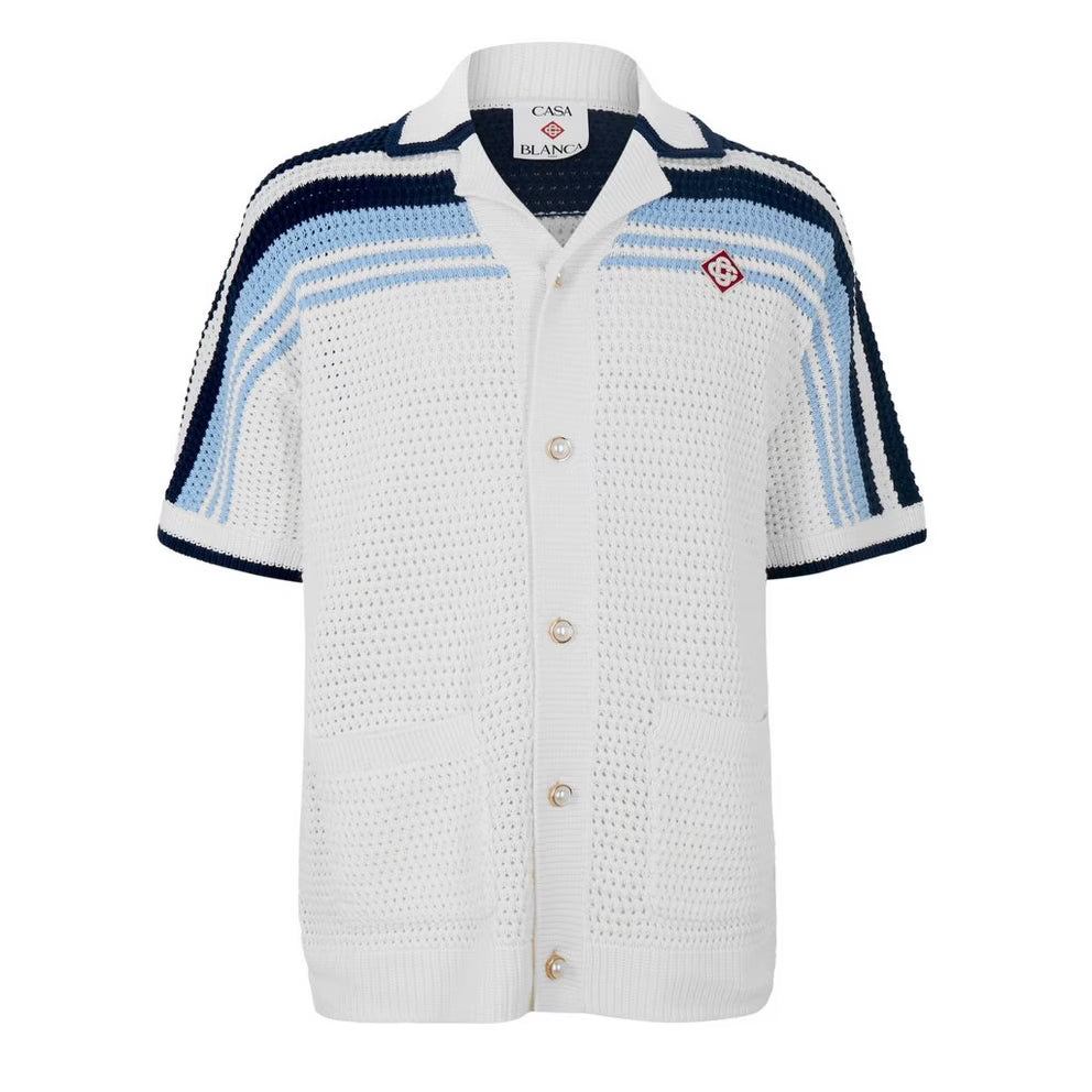 Casablanca - Men's Crochet Short Sleeve Patterned Shirt