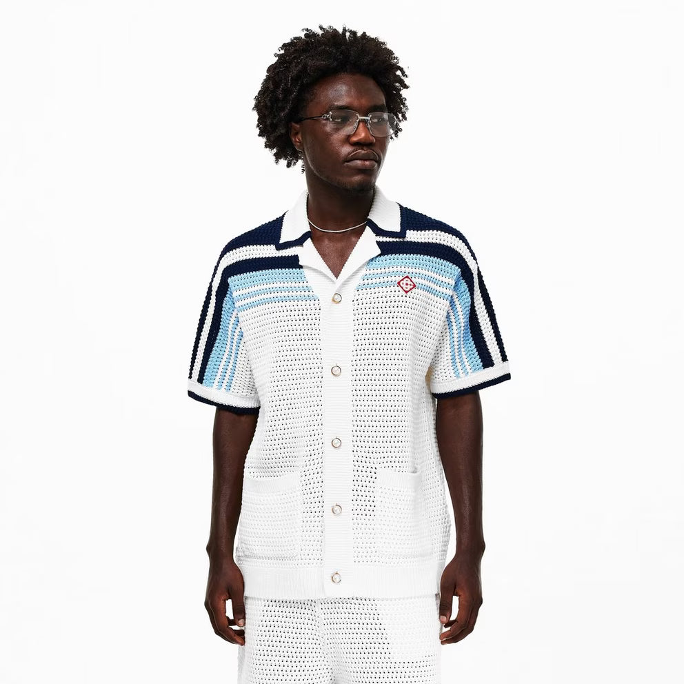 Casablanca - Men's Crochet Short Sleeve Patterned Shirt