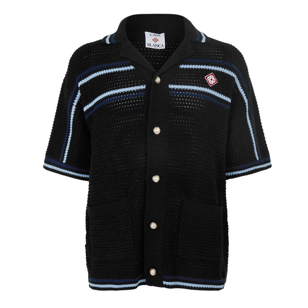 Casablanca - Men's Crochet Short Sleeve Patterned Shirt