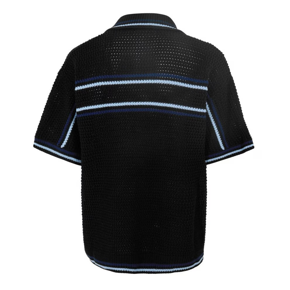Casablanca - Men's Crochet Short Sleeve Patterned Shirt
