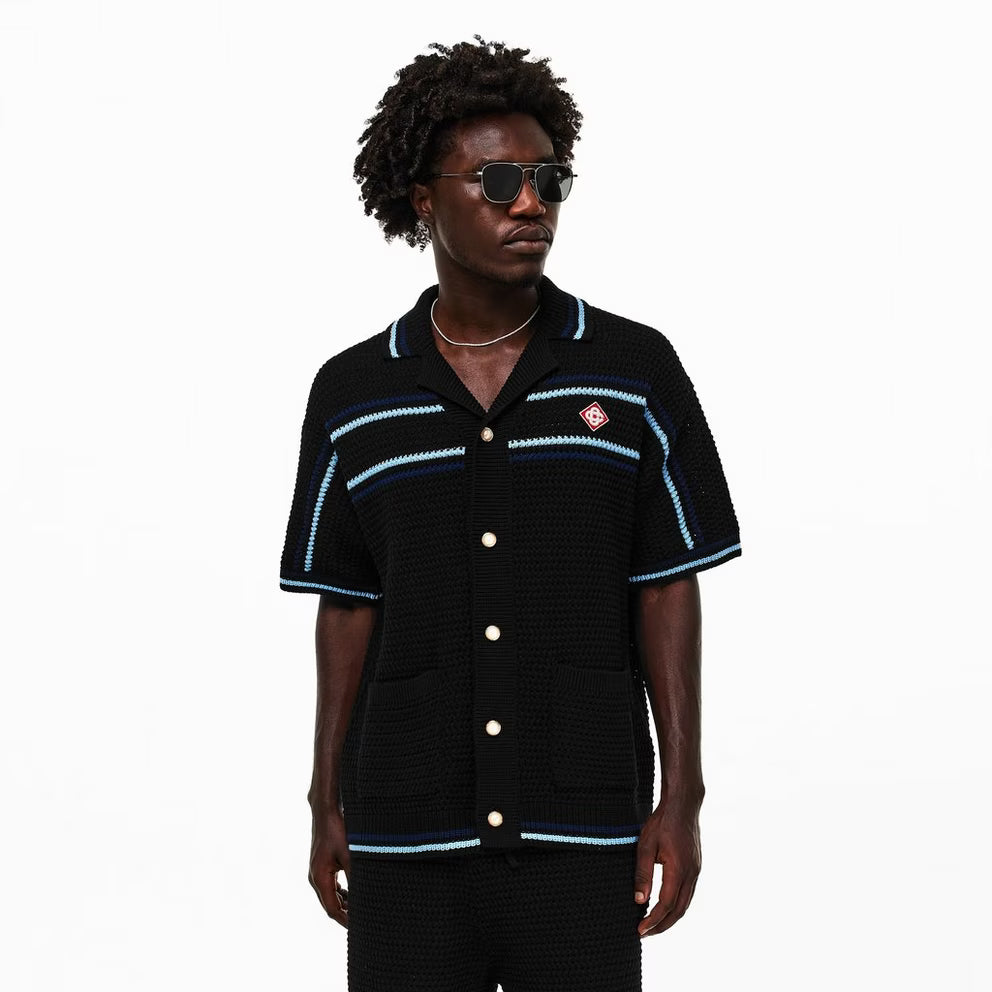 Casablanca - Men's Crochet Short Sleeve Patterned Shirt