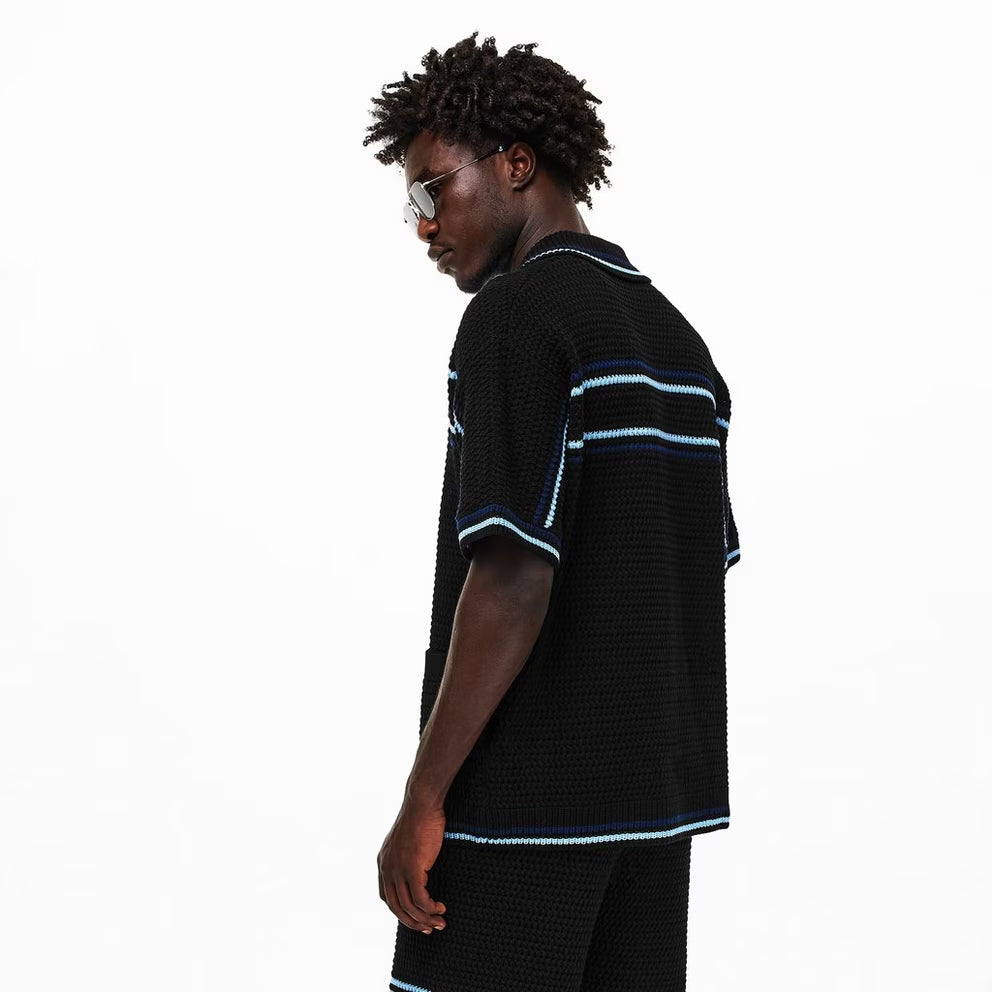 Casablanca - Men's Crochet Short Sleeve Patterned Shirt