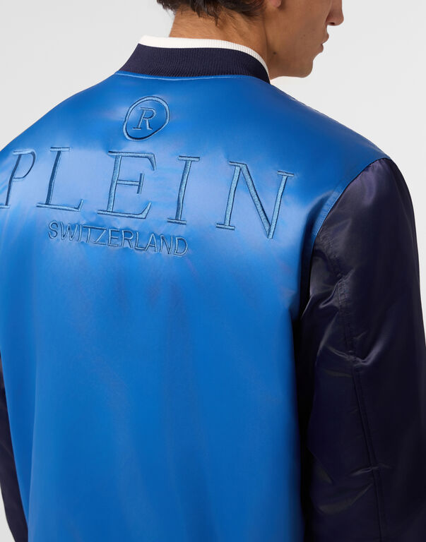 PHILIPP PLEIN - Satin College Bomber Plein Logo