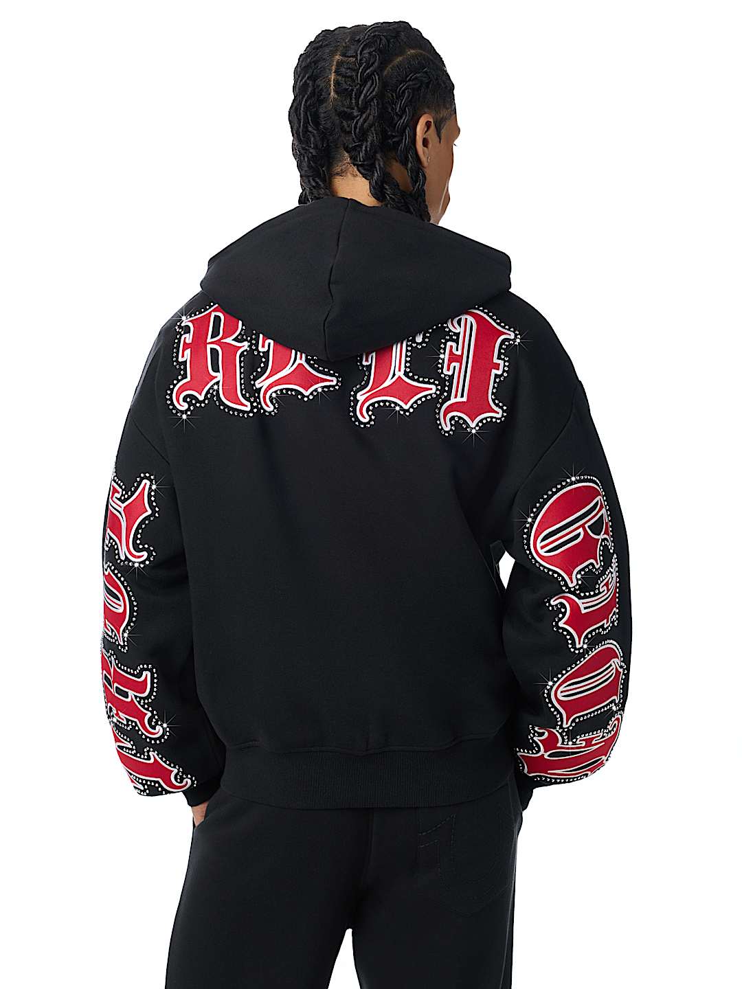 True Religion - Script Patch Boxy Zip Up Hoodie