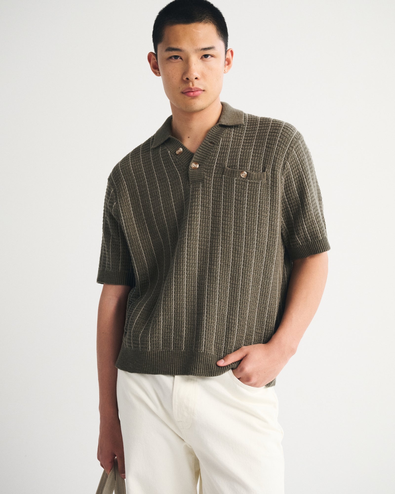 Abercrombie & Fitch - 100% Cotton 2-Button Sweater Polo