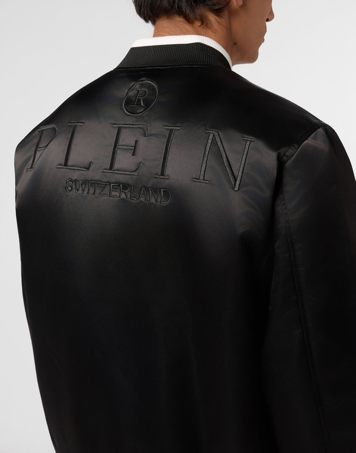PHILIPP PLEIN - Satin College Bomber Plein Logo