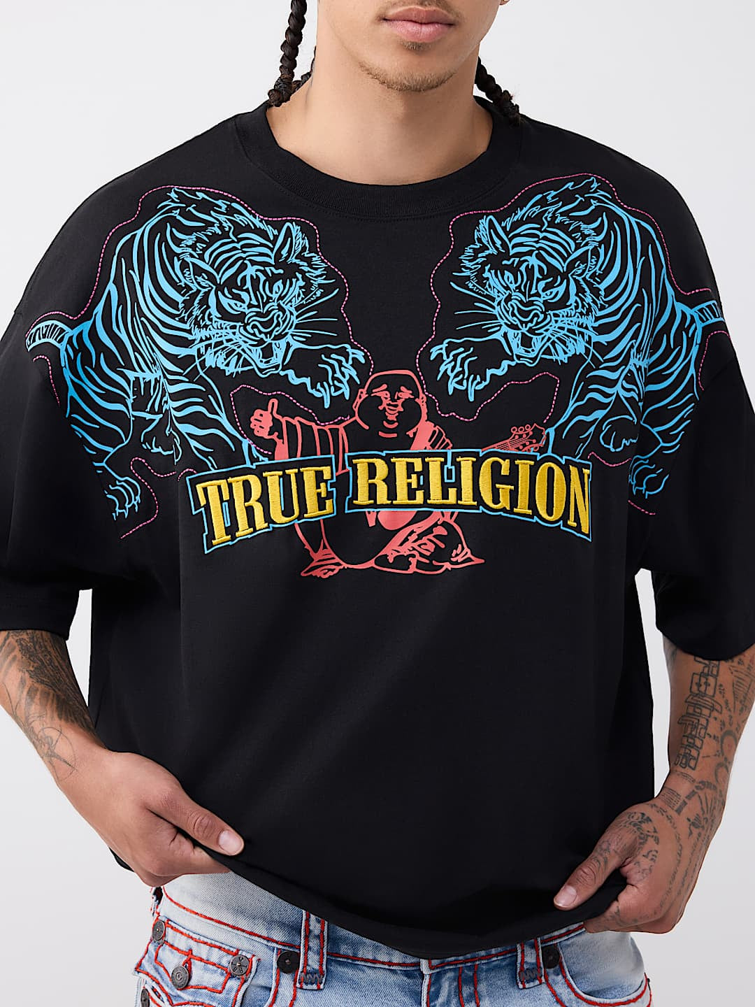 True Religion - Tiger Logo Heavyweight Oversized Tee