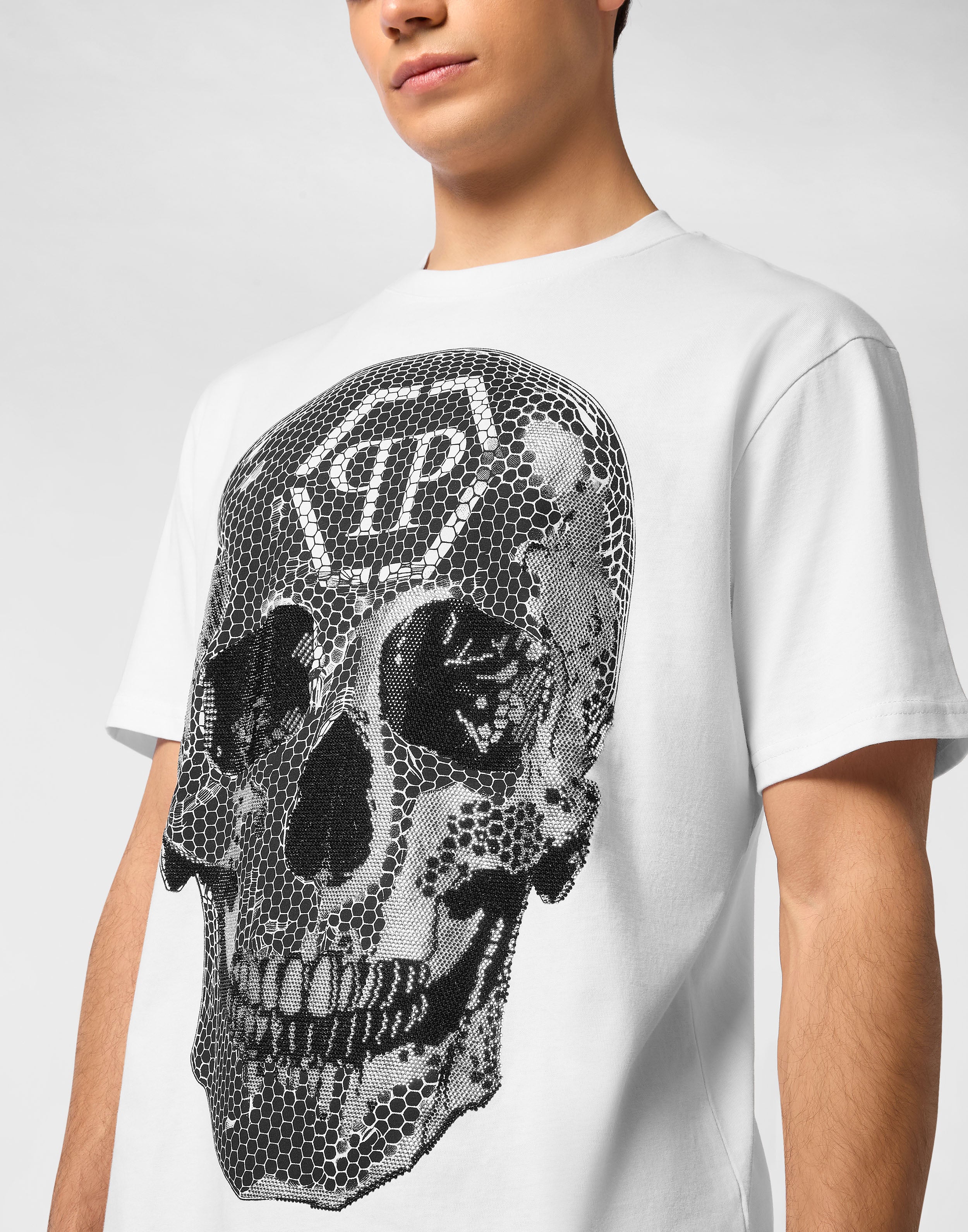 PHILIPP PLEIN - Round Neck T-Shirt Skull Strass