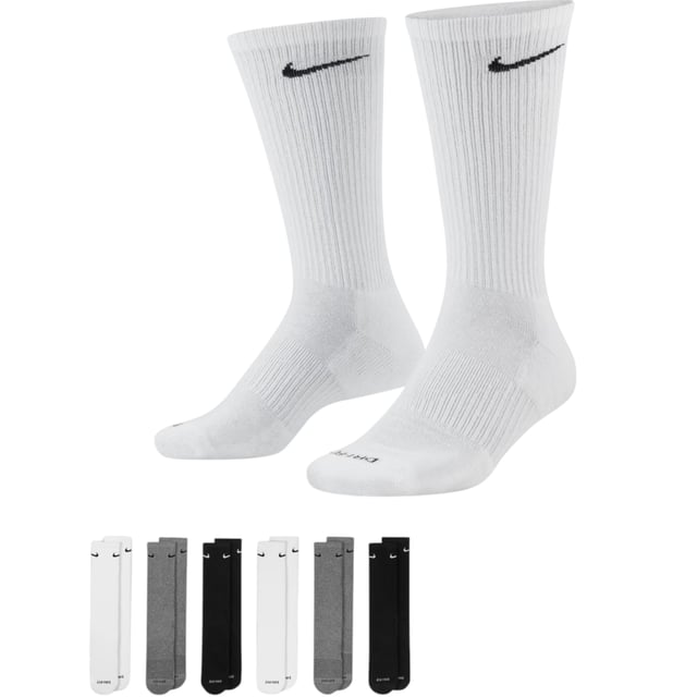 Nike - Nike Everyday Plus Cushioned Training Crew Socks (6 Pairs) Black