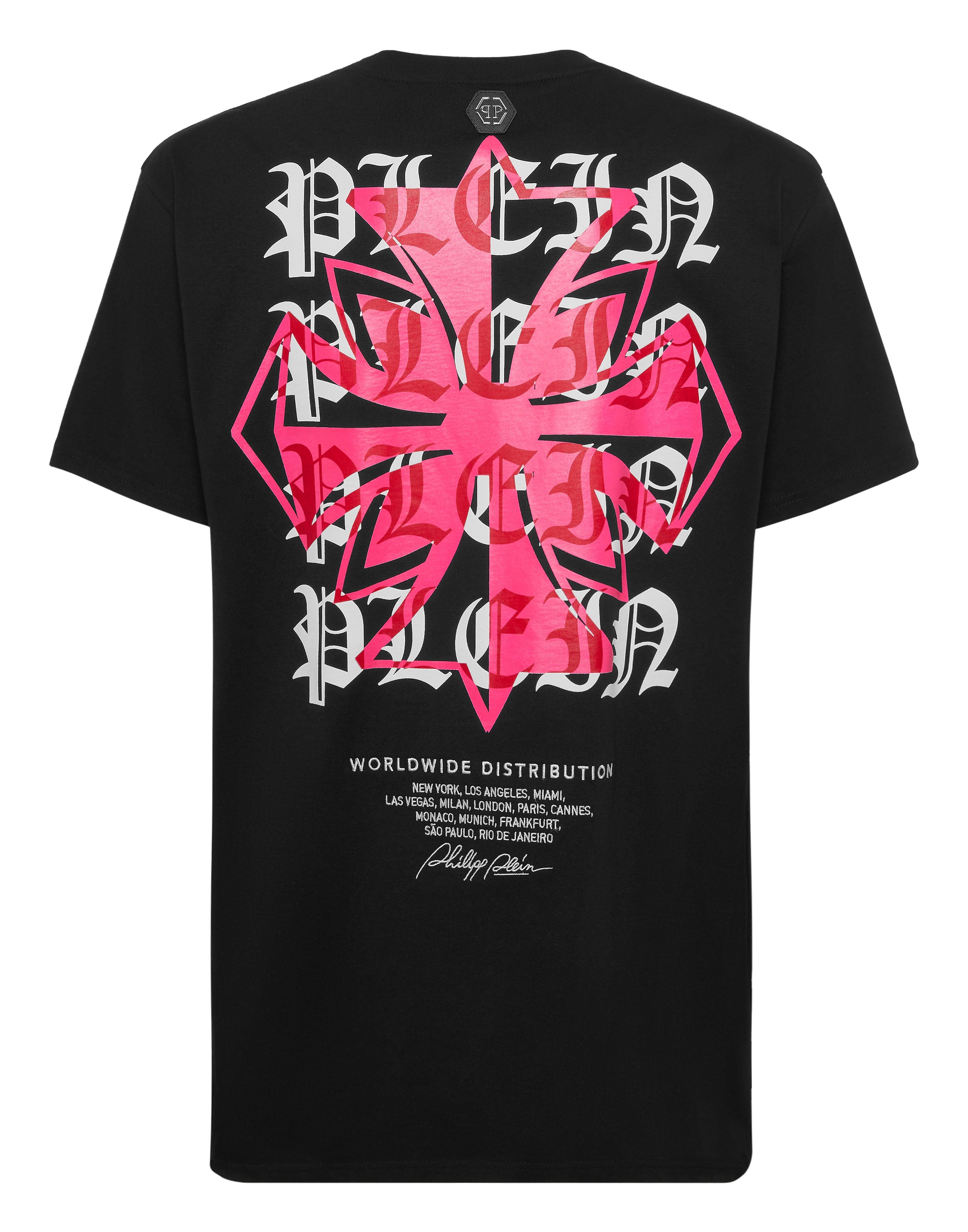 PHILIPP PLEIN - Round Neck T-Shirt Worldwide Puffy Crest