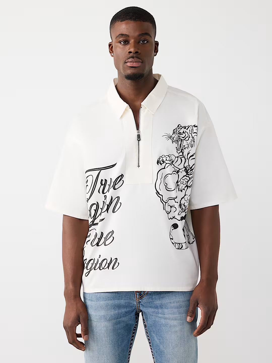True Religion - Half-Zip Tiger Shirt