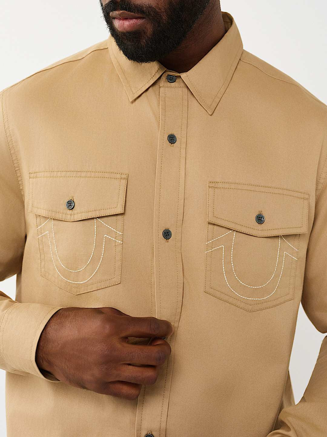 True Religion - Arched Logo Cotton Twill Shirt
