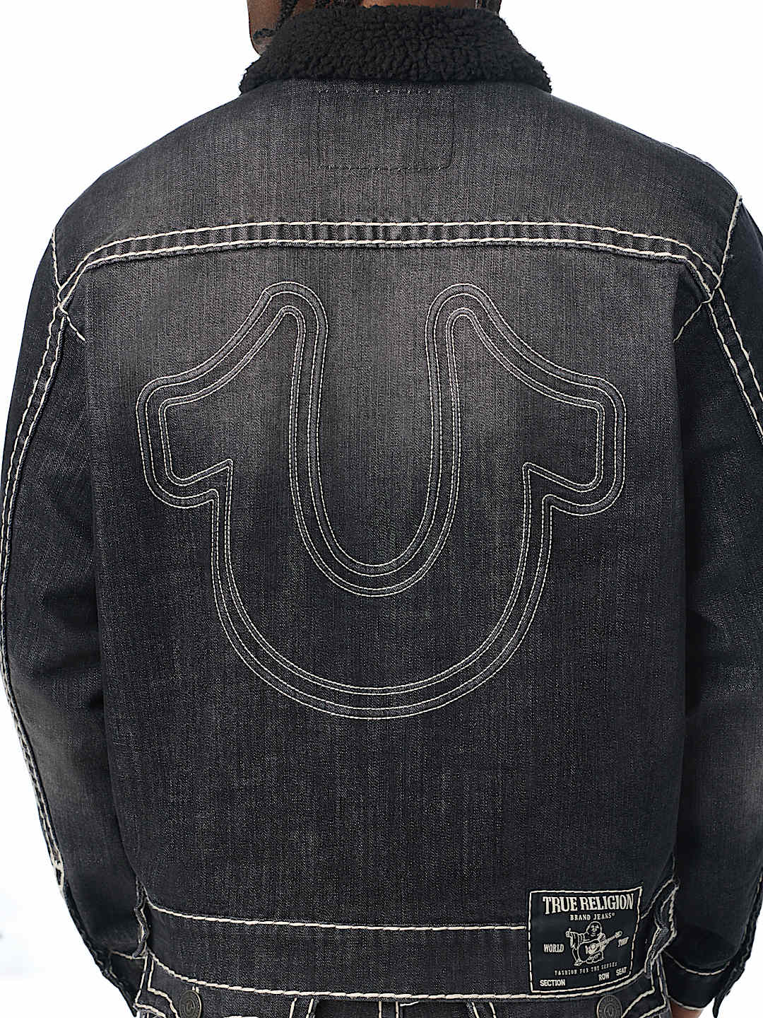 True Religion - Super T Oversized Denim Sherpa Trucker Jacket