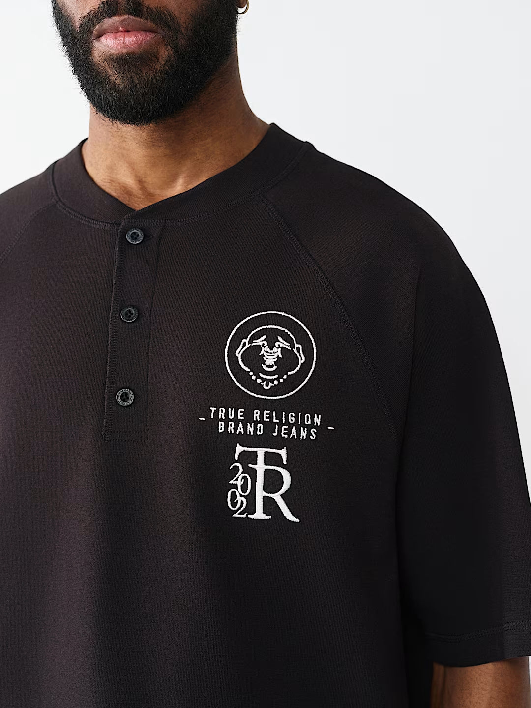 True Religion - Raglan Oversized Henley Tee