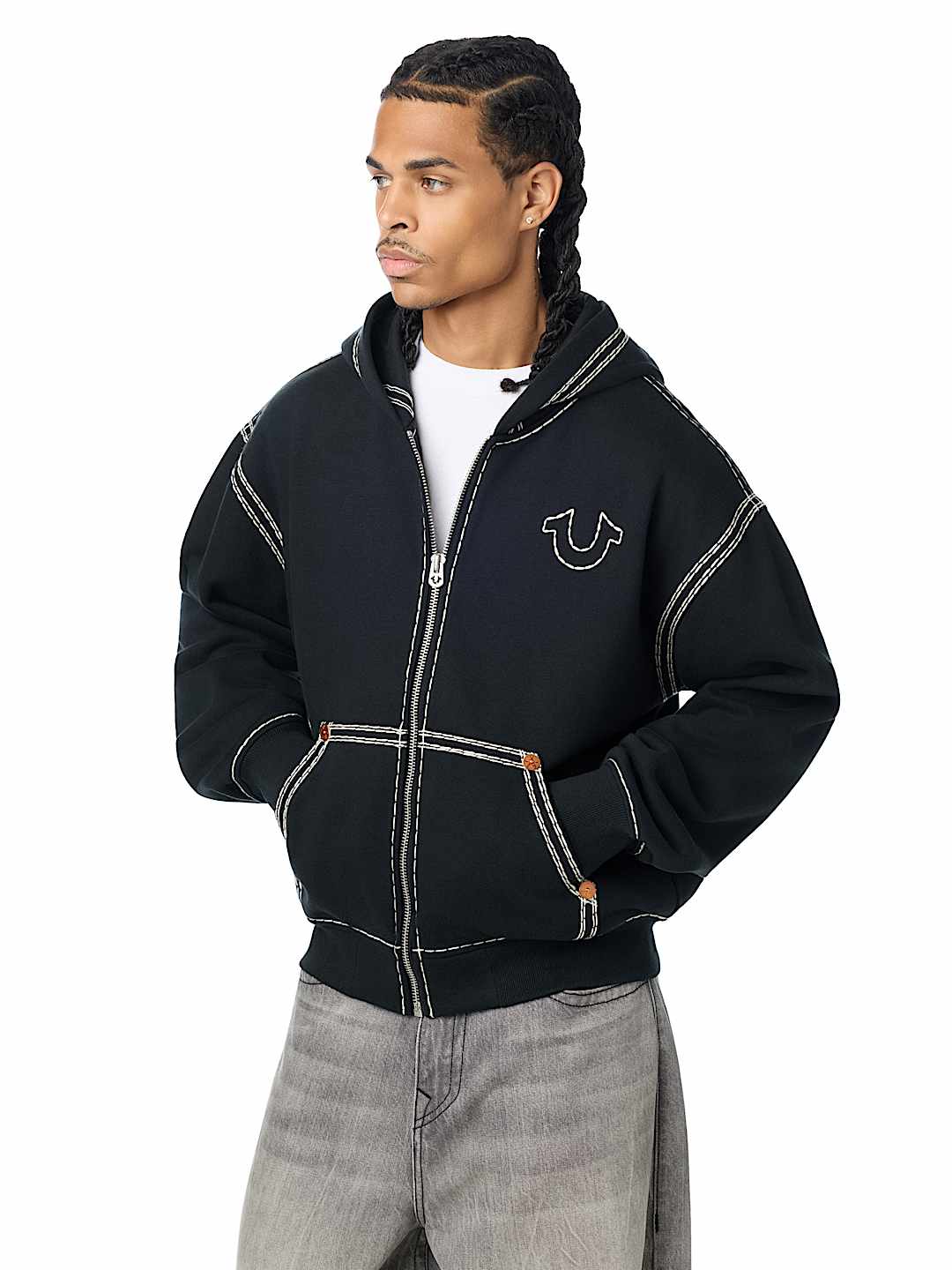 True Religion - Super Qt Boxy Zip Hoodie