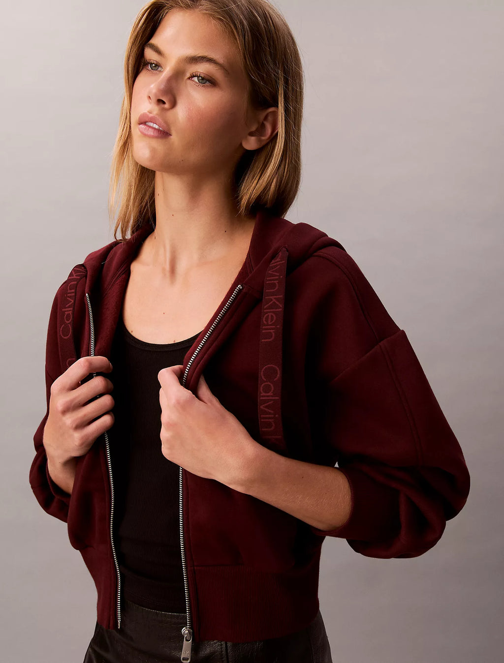 Calvin Klein - Logo Tape Terry Zip Relaxed Hoodie