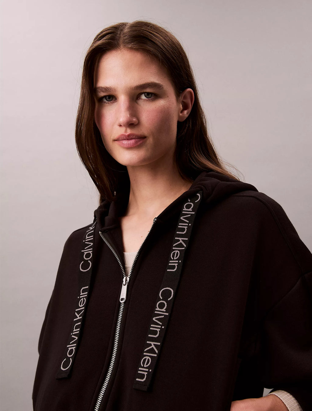 Calvin Klein - Logo Tape Terry Zip Relaxed Hoodie