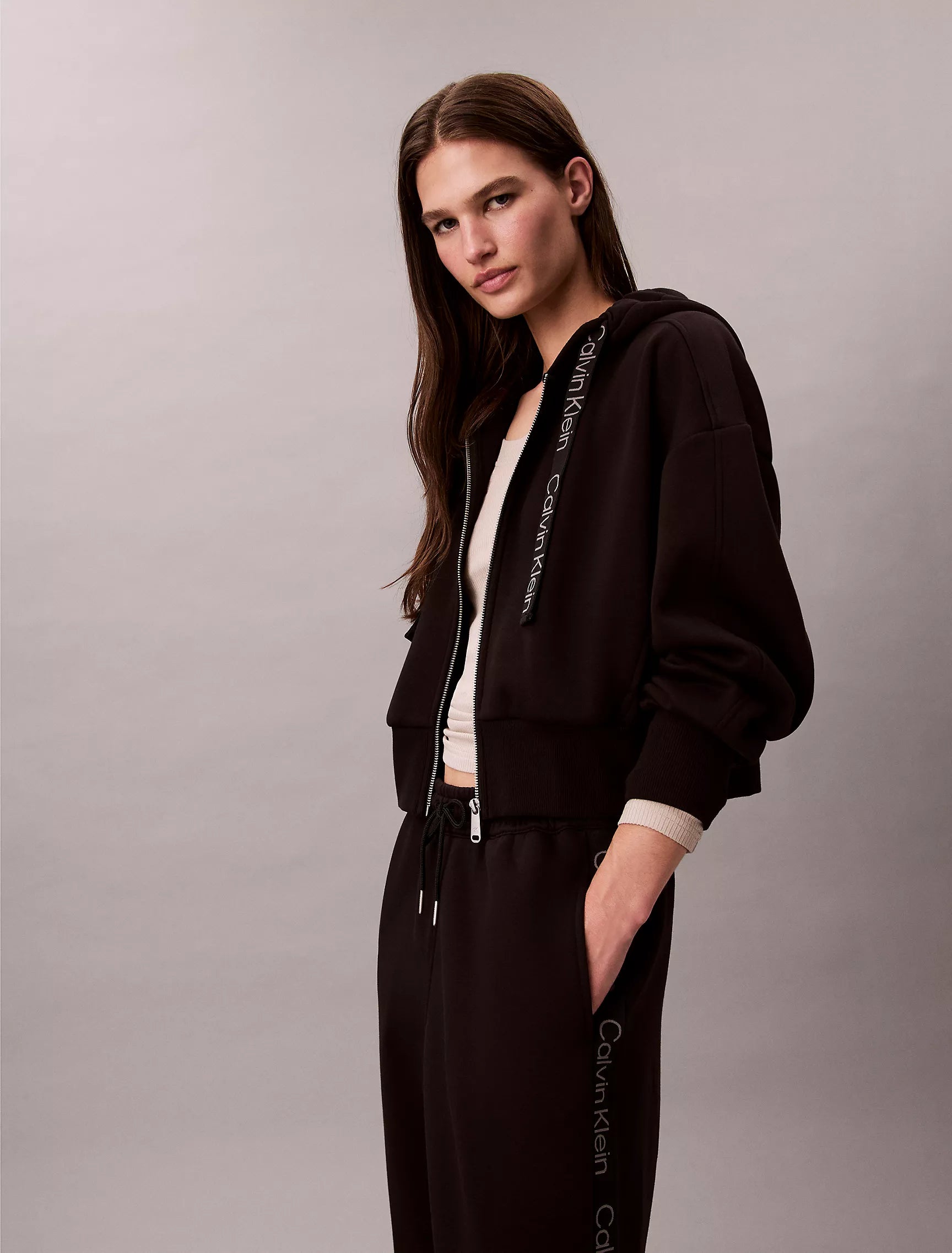 Calvin Klein - Logo Tape Terry Zip Relaxed Hoodie