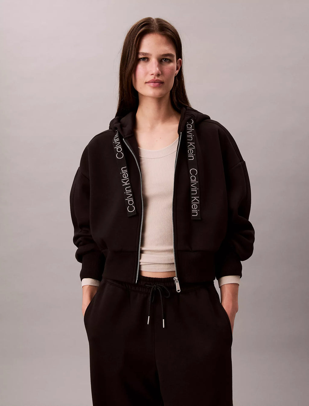 Calvin Klein - Logo Tape Terry Zip Relaxed Hoodie