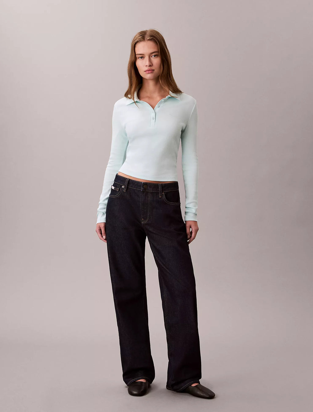 Calvin Klein - Cotton Contour Rib Long Sleeve Polo