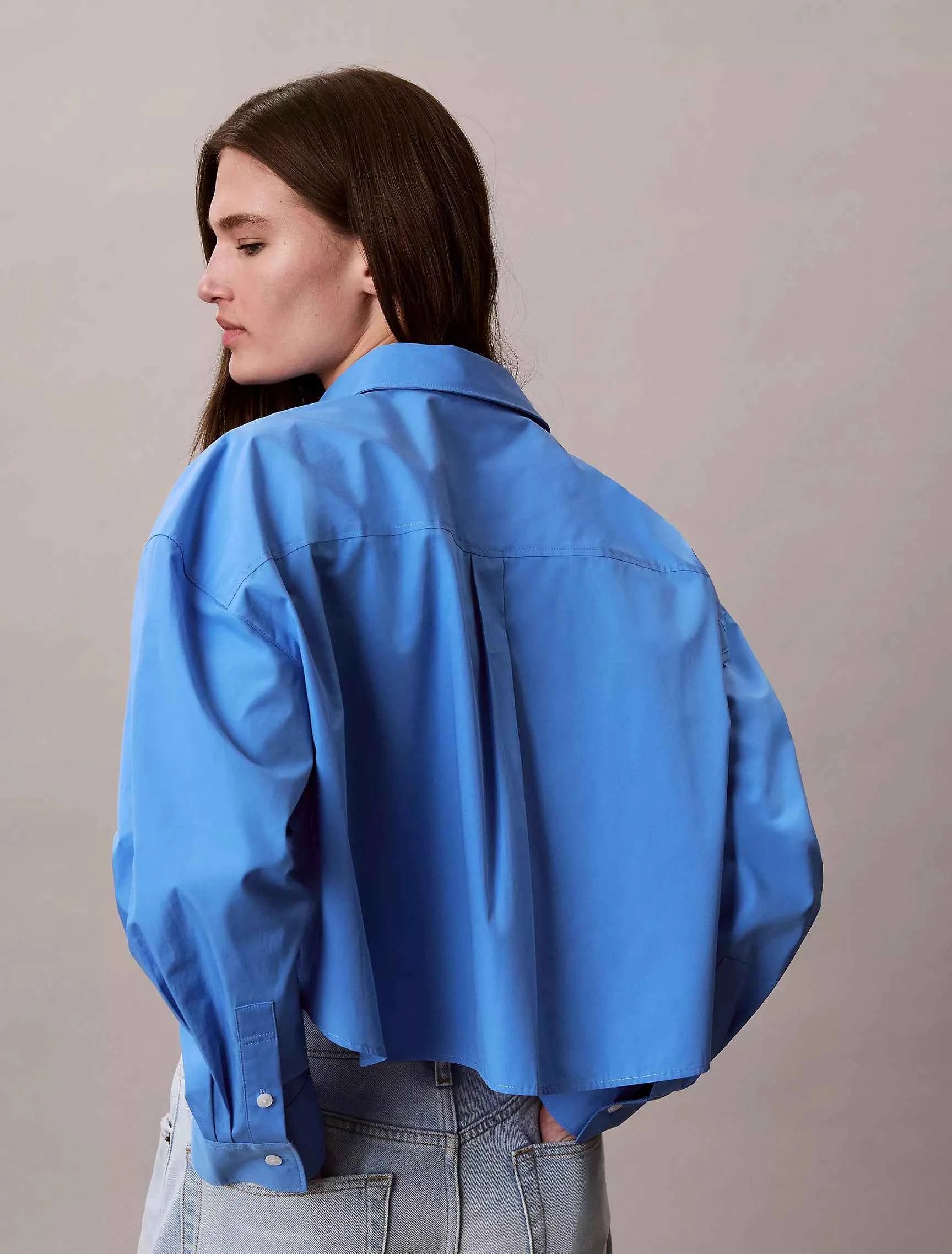 Calvin Klein - Cotton Poplin Cropped Boxy Button-Down Shirt