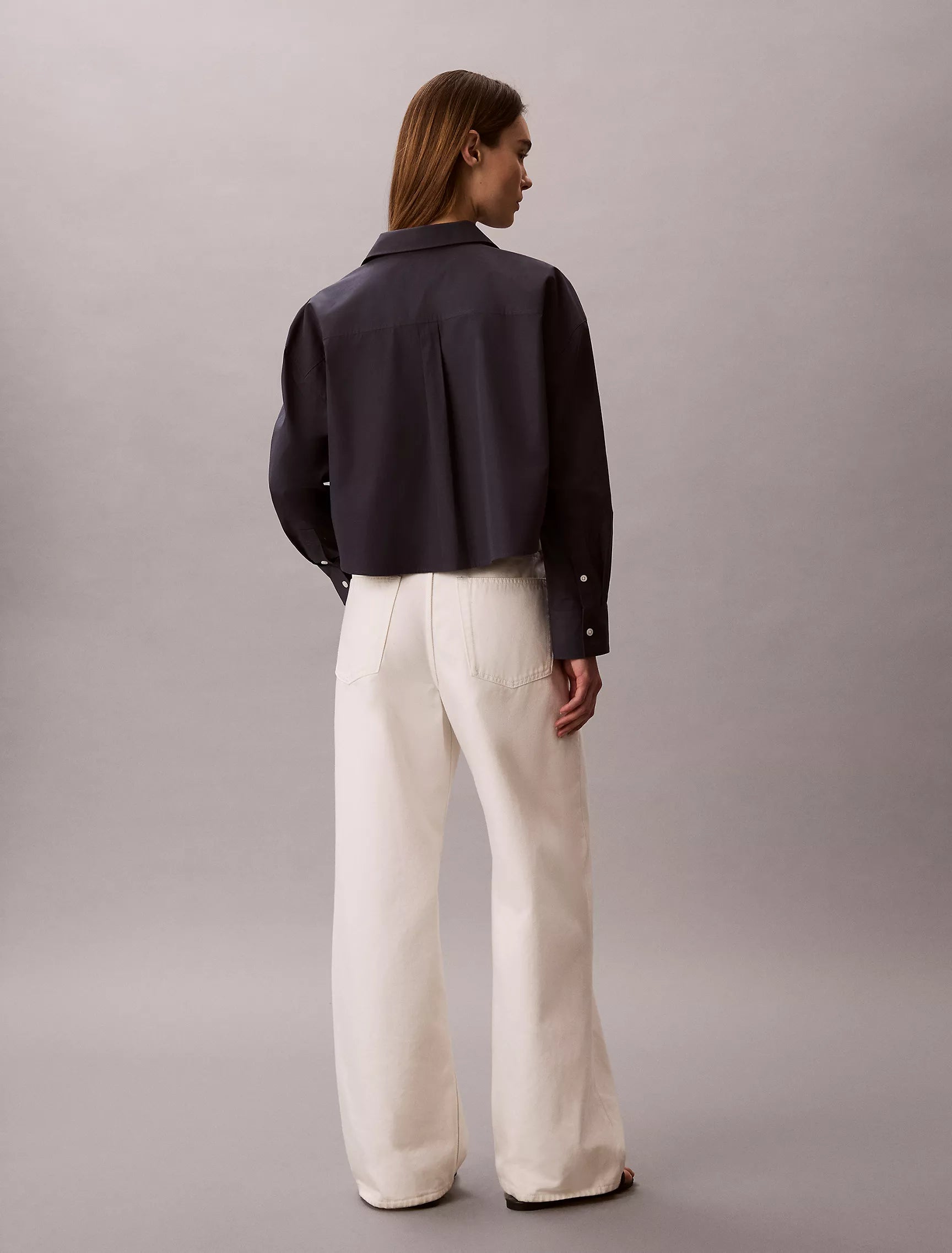 Calvin Klein - Cotton Poplin Cropped Boxy Button-Down Shirt