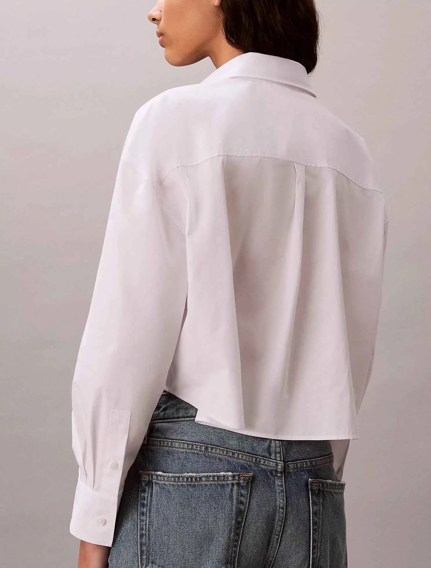 Calvin Klein - Cotton Poplin Cropped Boxy Button-Down Shirt