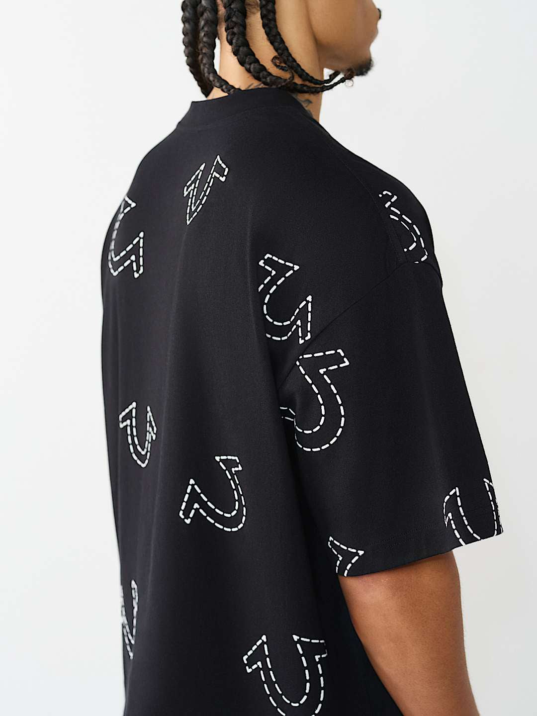 True Religion - Horseshoe Print Logo Heavyweight Oversized Tee
