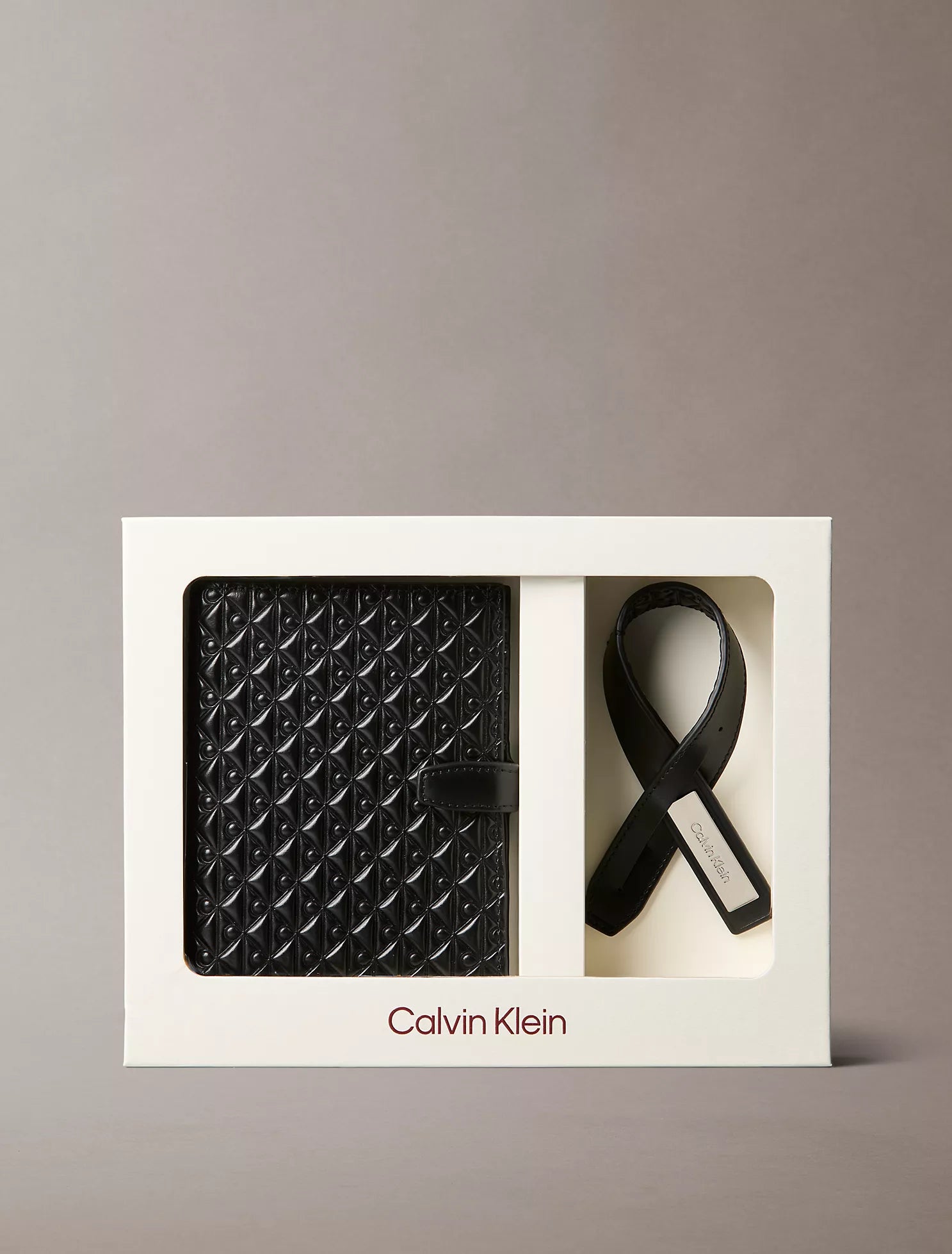 Calvin Klein - Embossed Allover Monogram Passport Holder + Luggage Tag Set - Brandatak Store