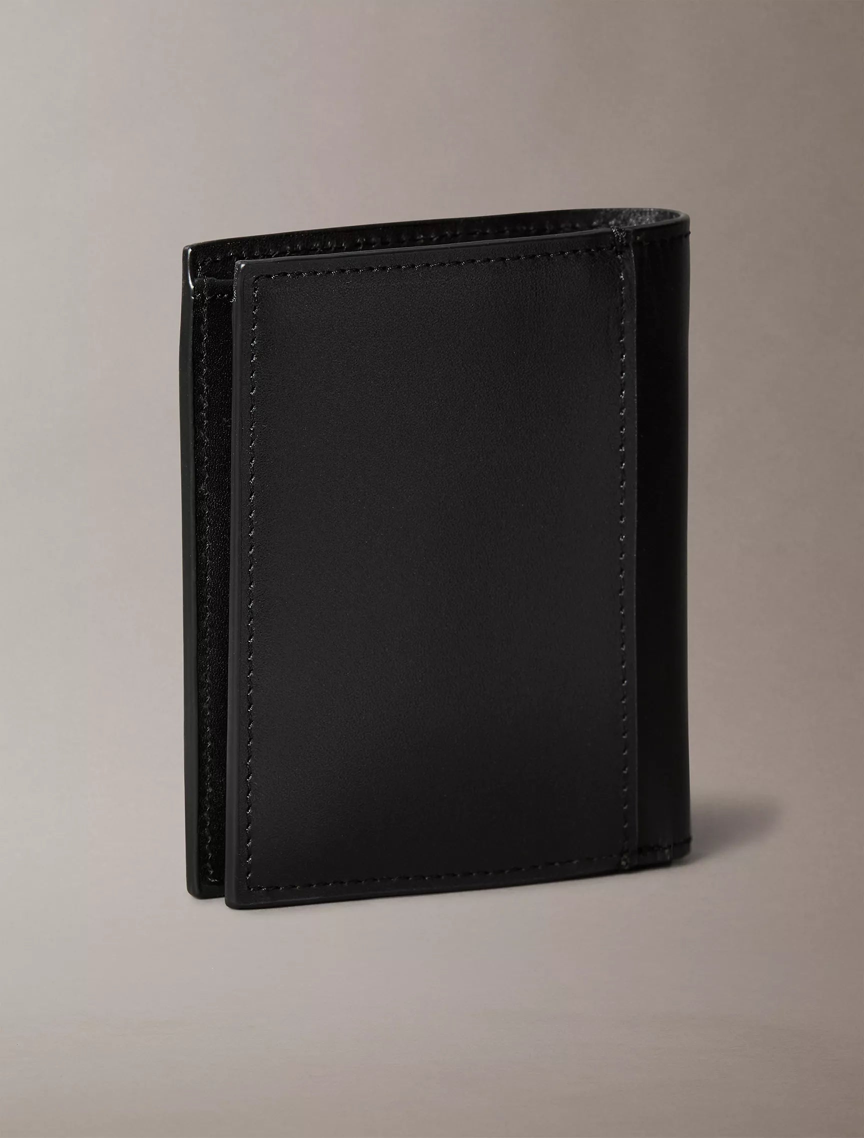 Leather Logo Plaque Slim Bifold Wallet