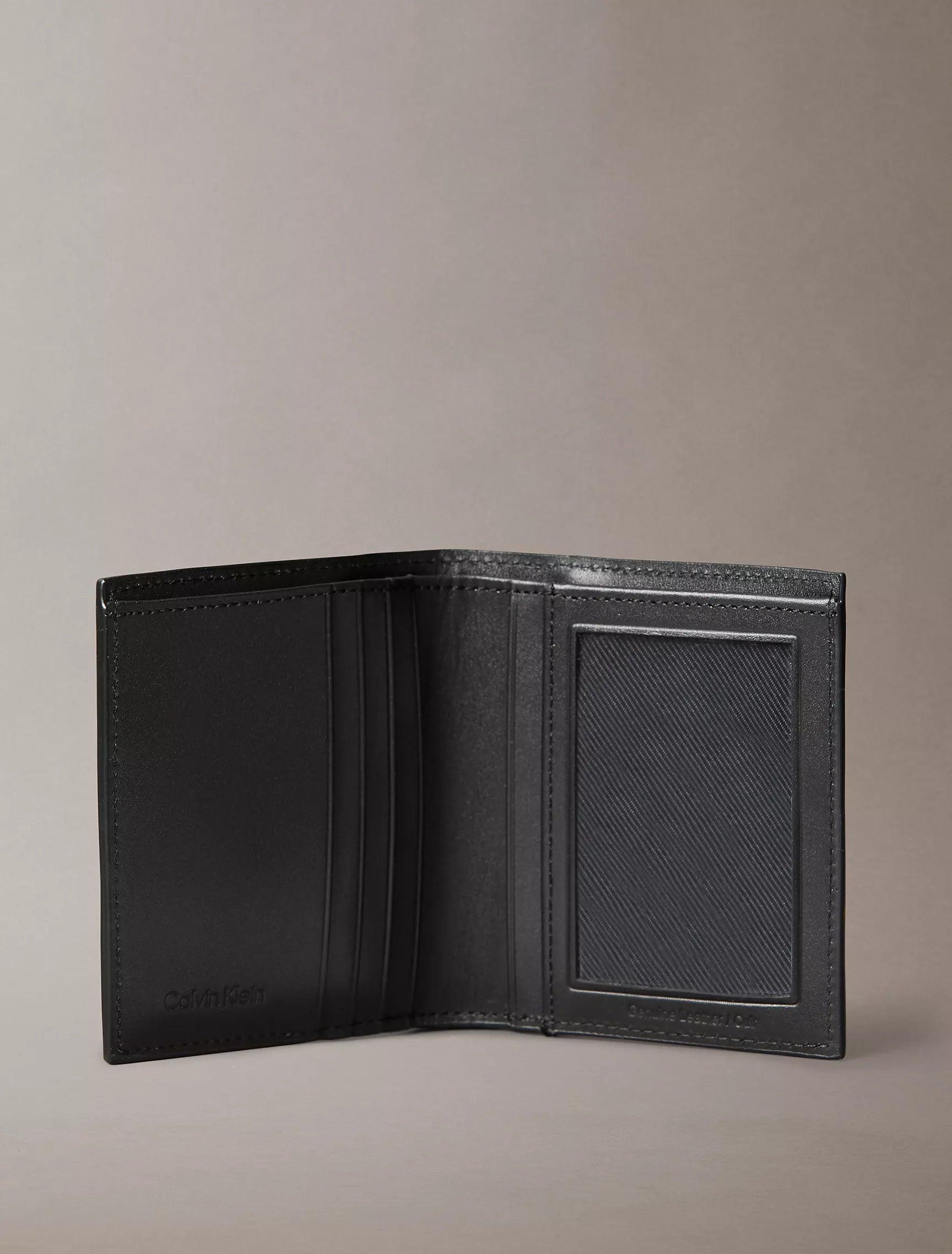 Leather Logo Plaque Slim Bifold Wallet