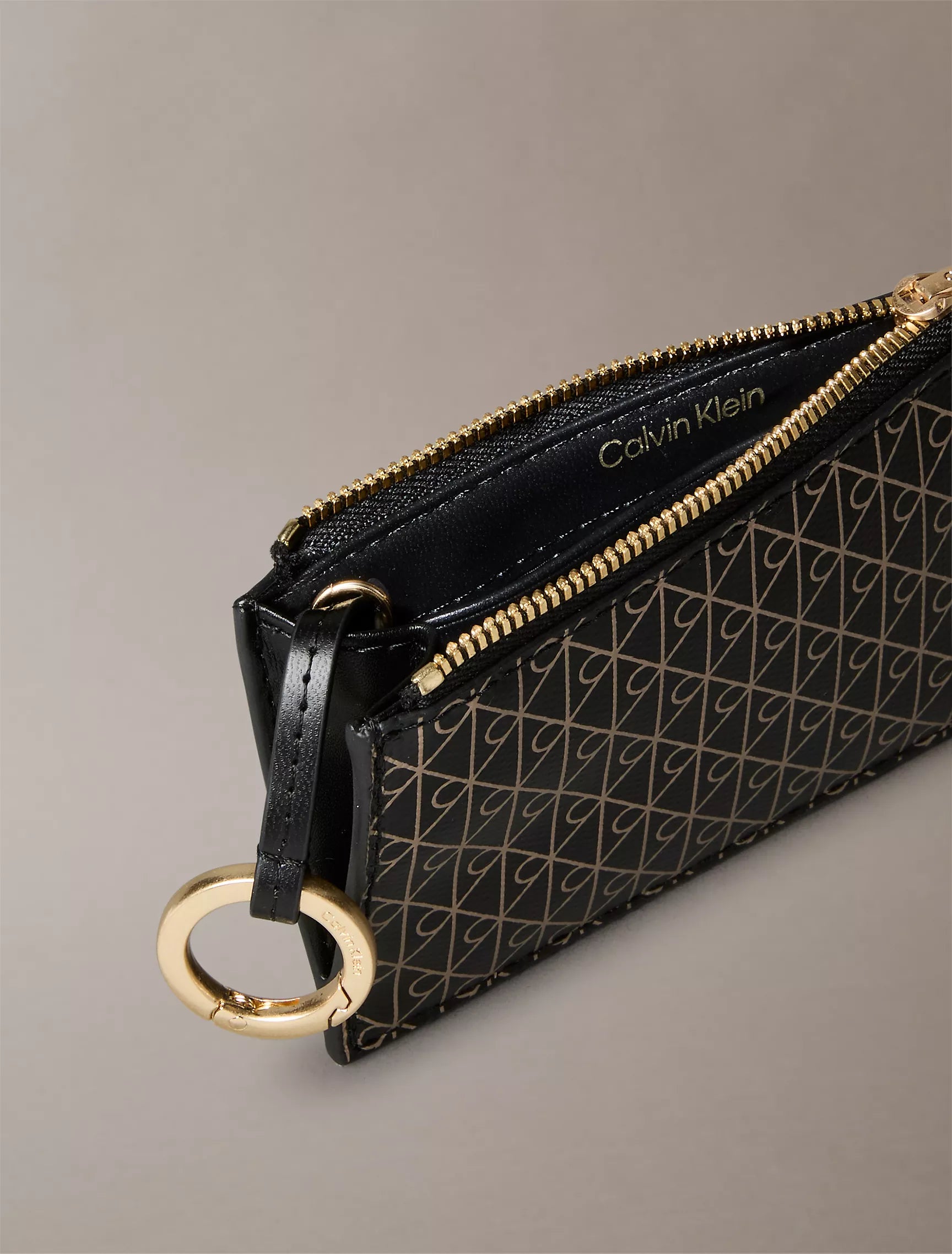 Calvin Klein - Allover Emblem Logo Top Zip Card Case