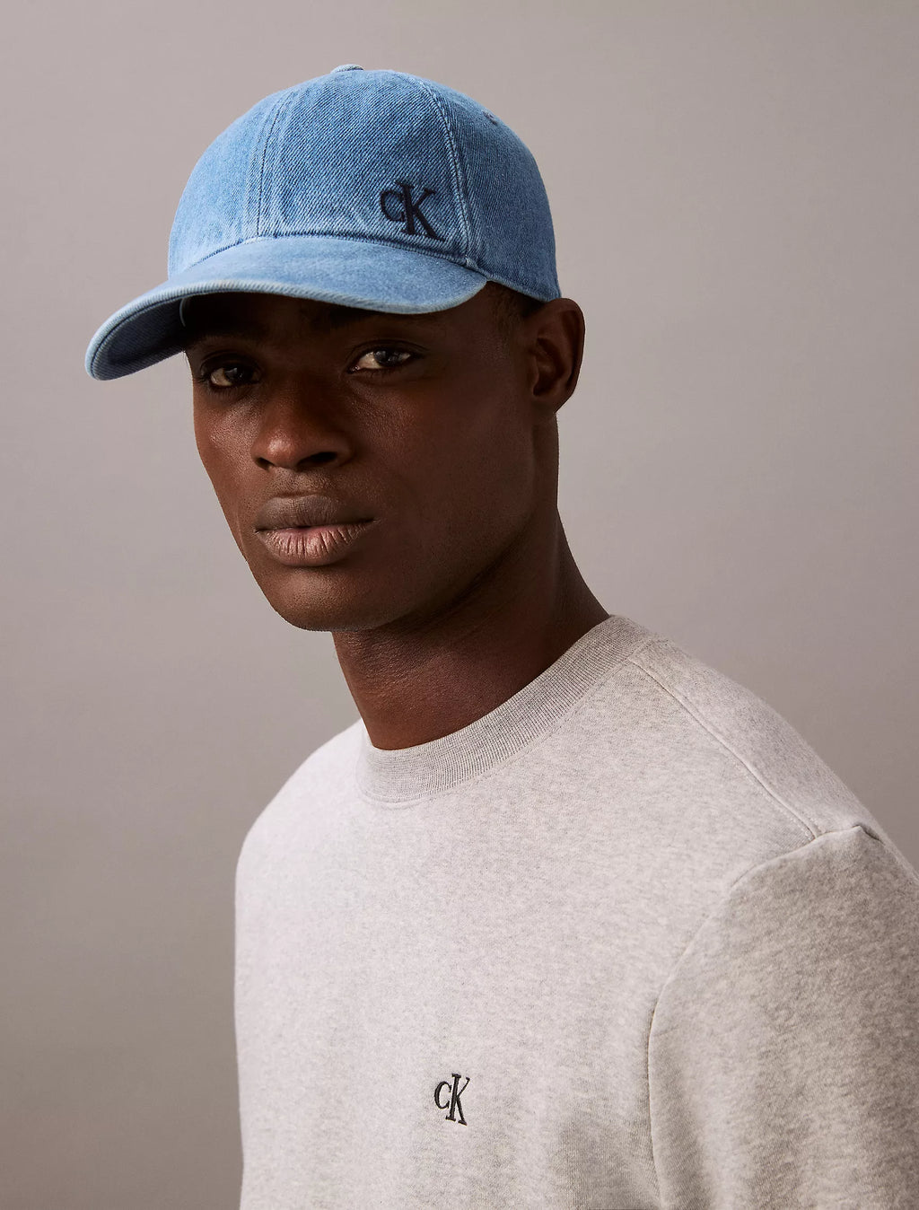 Washed Denim Embroidered Logo Baseball Cap