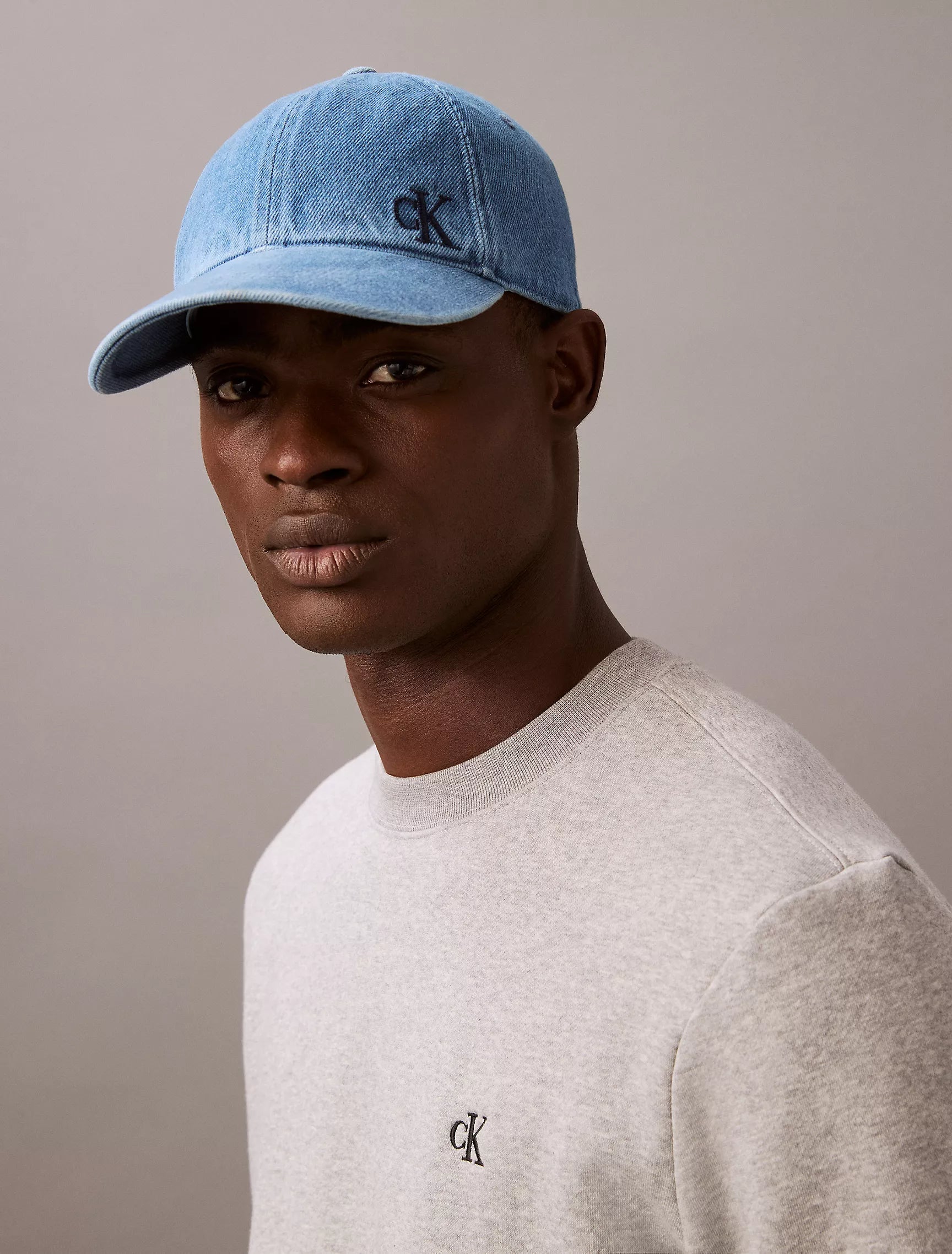 Washed Denim Embroidered Logo Baseball Cap