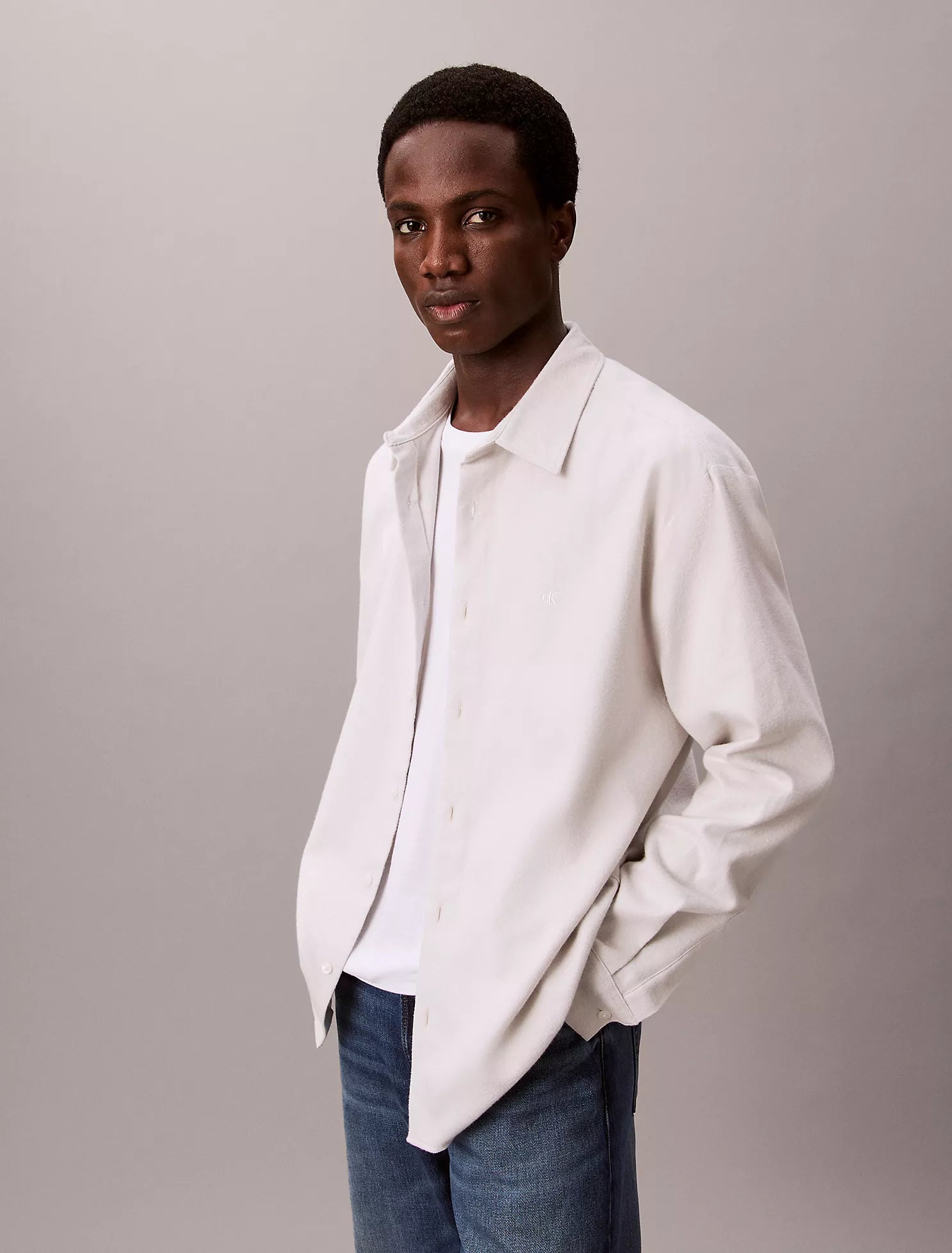 Calvin Klein - Melange Flannel Relaxed Button-Down Shirt