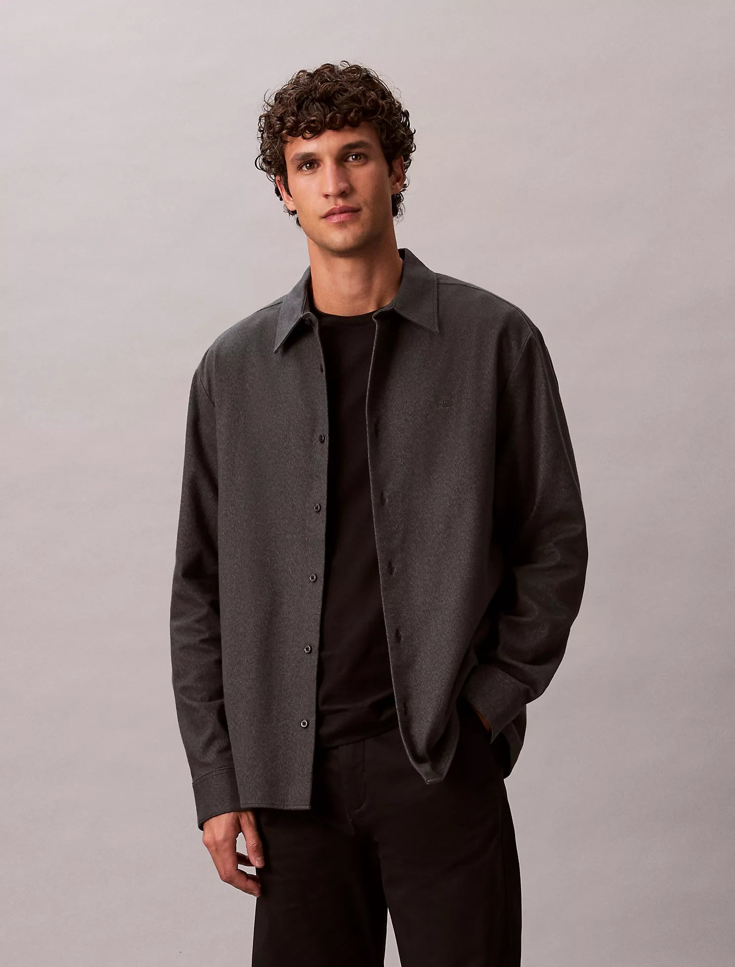 Calvin Klein - Melange Flannel Relaxed Button-Down Shirt