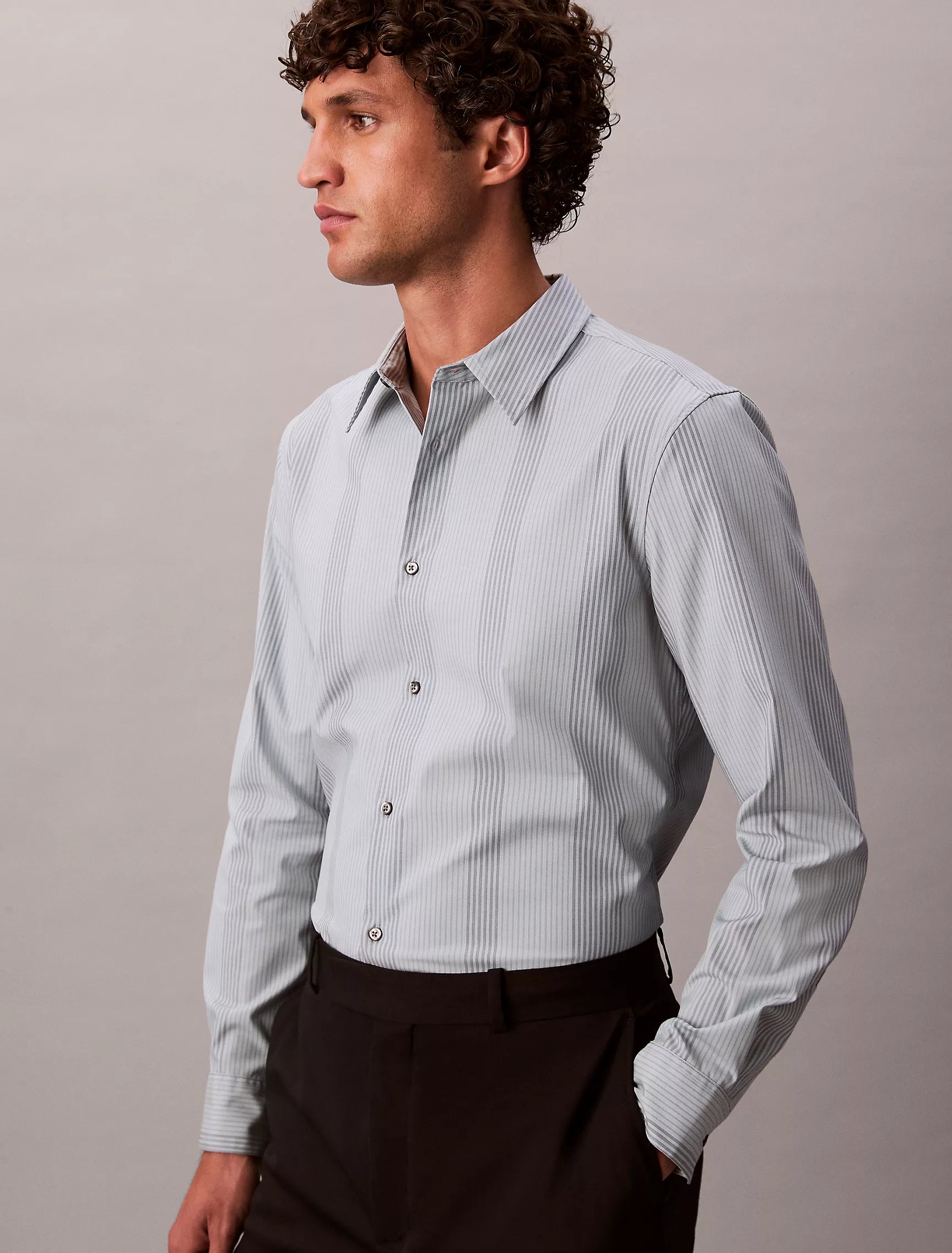 Calvin Klein - Yarn-Dyed Stripe Supima Stretch Slim Shirt