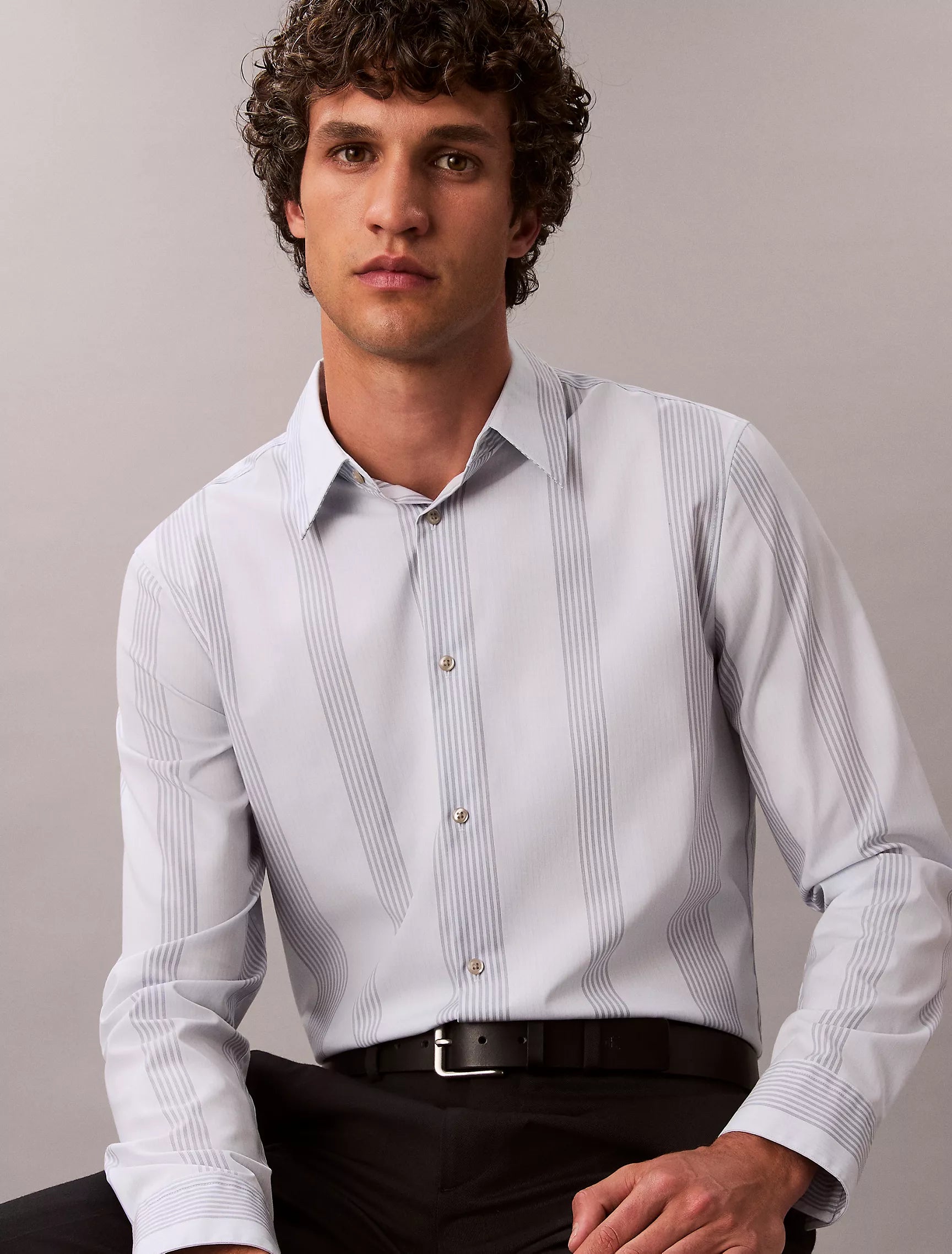 Calvin Klein - Yarn-Dyed Stripe Supima Stretch Slim Shirt