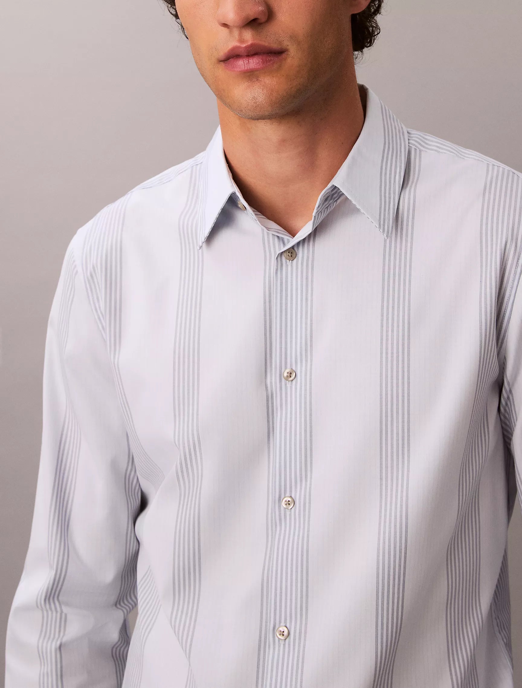 Calvin Klein - Yarn-Dyed Stripe Supima Stretch Slim Shirt