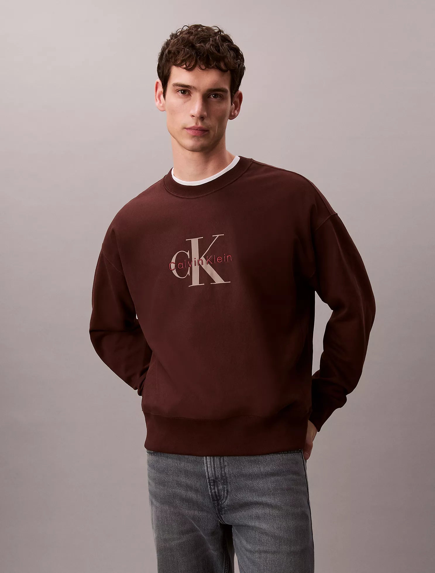 Calvin Klein - Premium Terry Monogram Logo Relaxed Sweatshirt