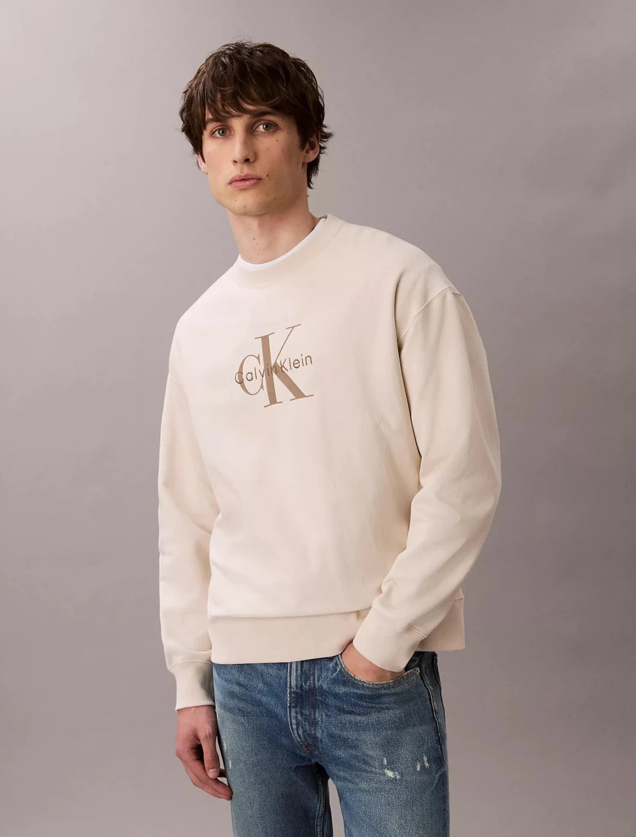 Calvin Klein - Premium Terry Monogram Logo Relaxed Sweatshirt - Brandatak Store
