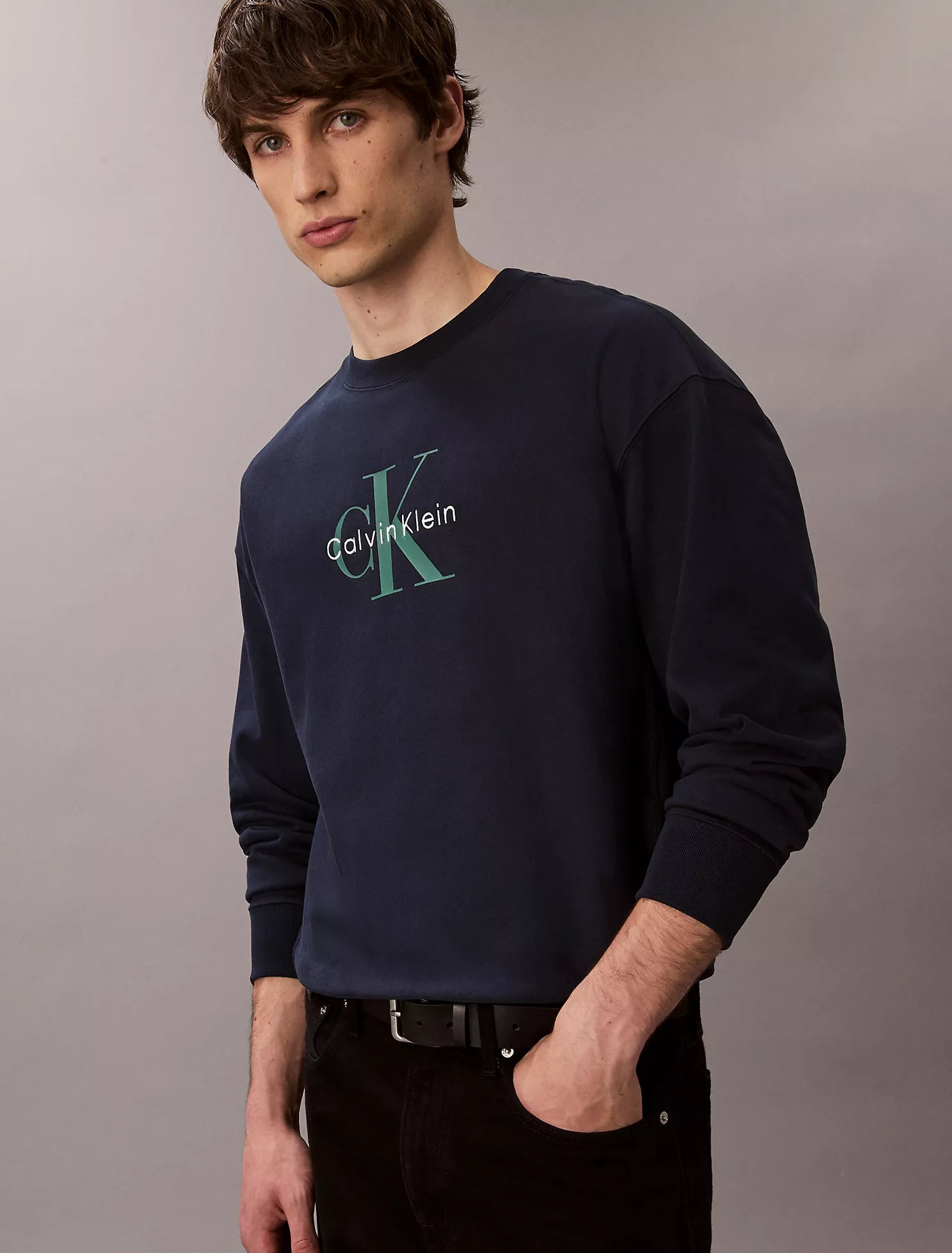 Calvin Klein - Premium Terry Monogram Logo Relaxed Sweatshirt
