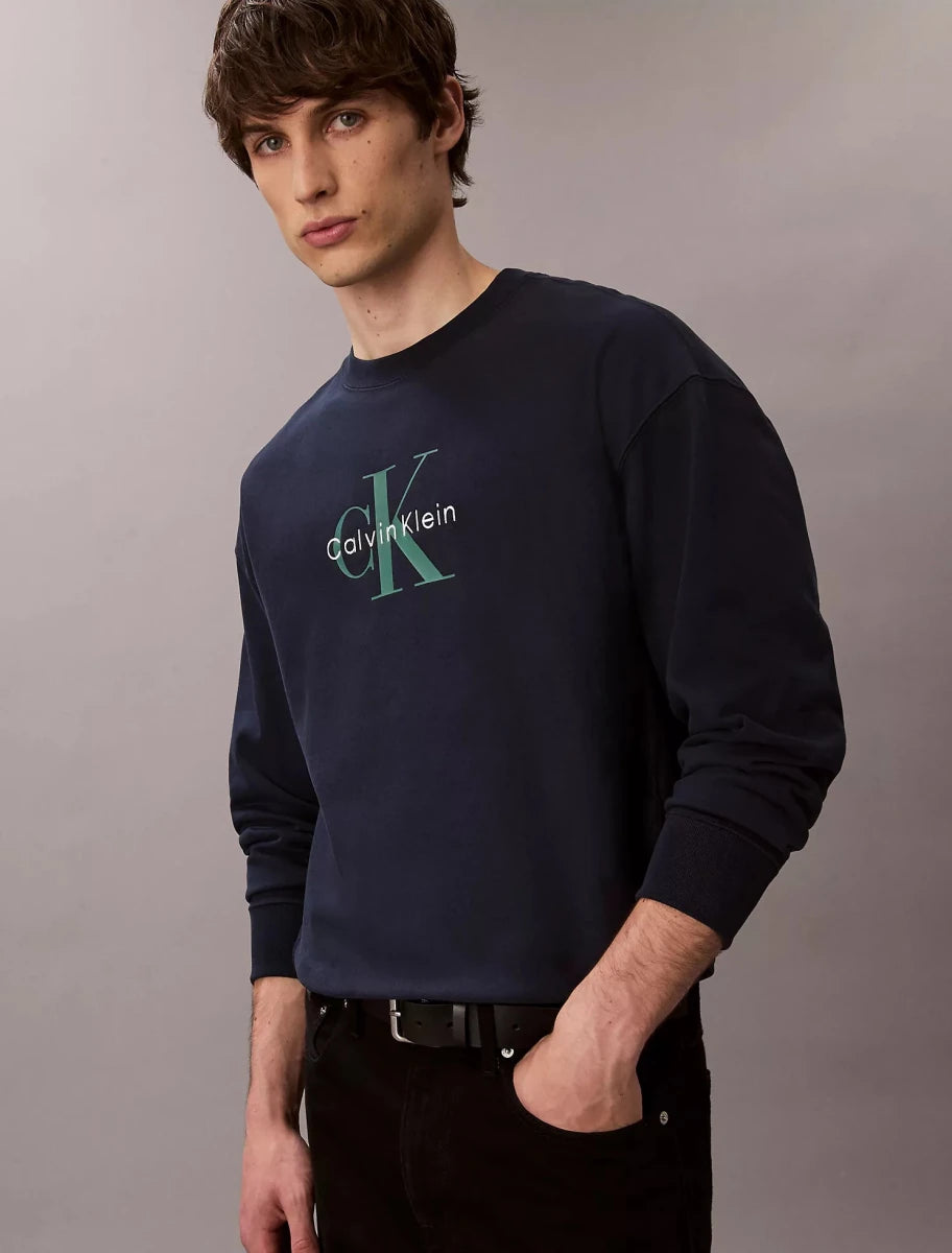 Calvin Klein - Premium Terry Monogram Logo Relaxed Sweatshirt - Brandatak Store